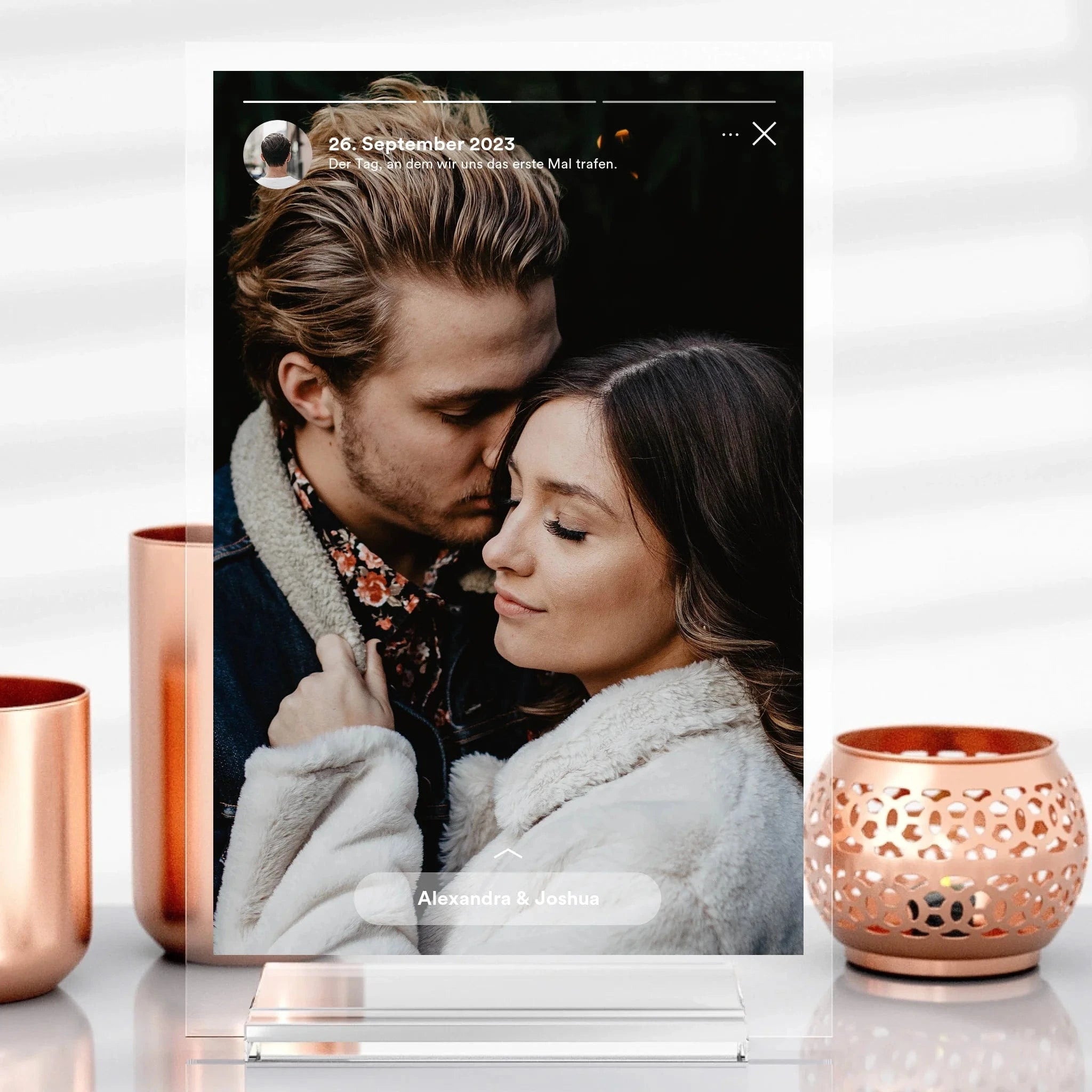 Social Story als Geschenk - Aufsteller Acrylglas-Fotoaufsteller - Hoch-/Querformat / Hochformat / 13x20 cm von Schmidt Digitaldruck GmbH