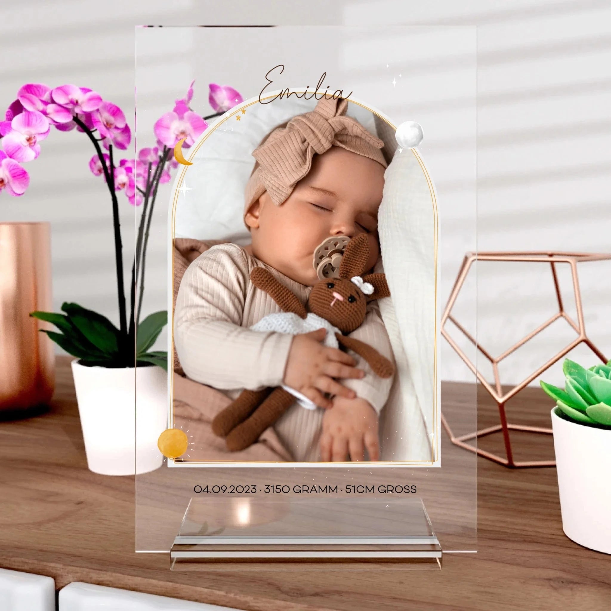 Sternchen Baby Aufsteller aus Glas - Aufsteller Acrylglas-Fotoaufsteller - Hoch-/Querformat / Hochformat / 20x30 cm von Schmidt Digitaldruck GmbH