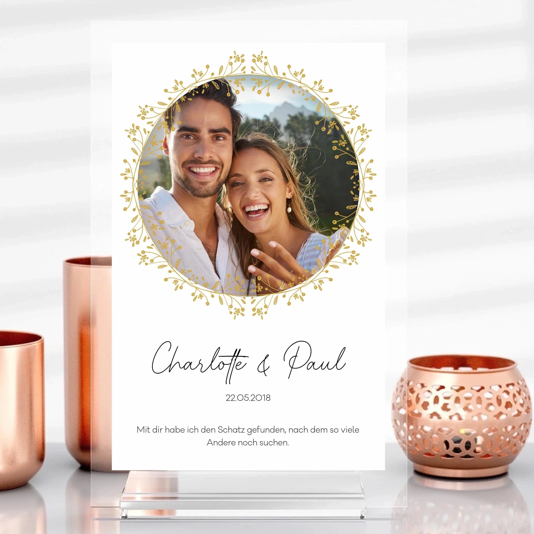 Paar Aufsteller aus Glas - Aufsteller Acrylglas-Fotoaufsteller / Transparent / 13x20 cm von Schmidt Digitaldruck GmbH