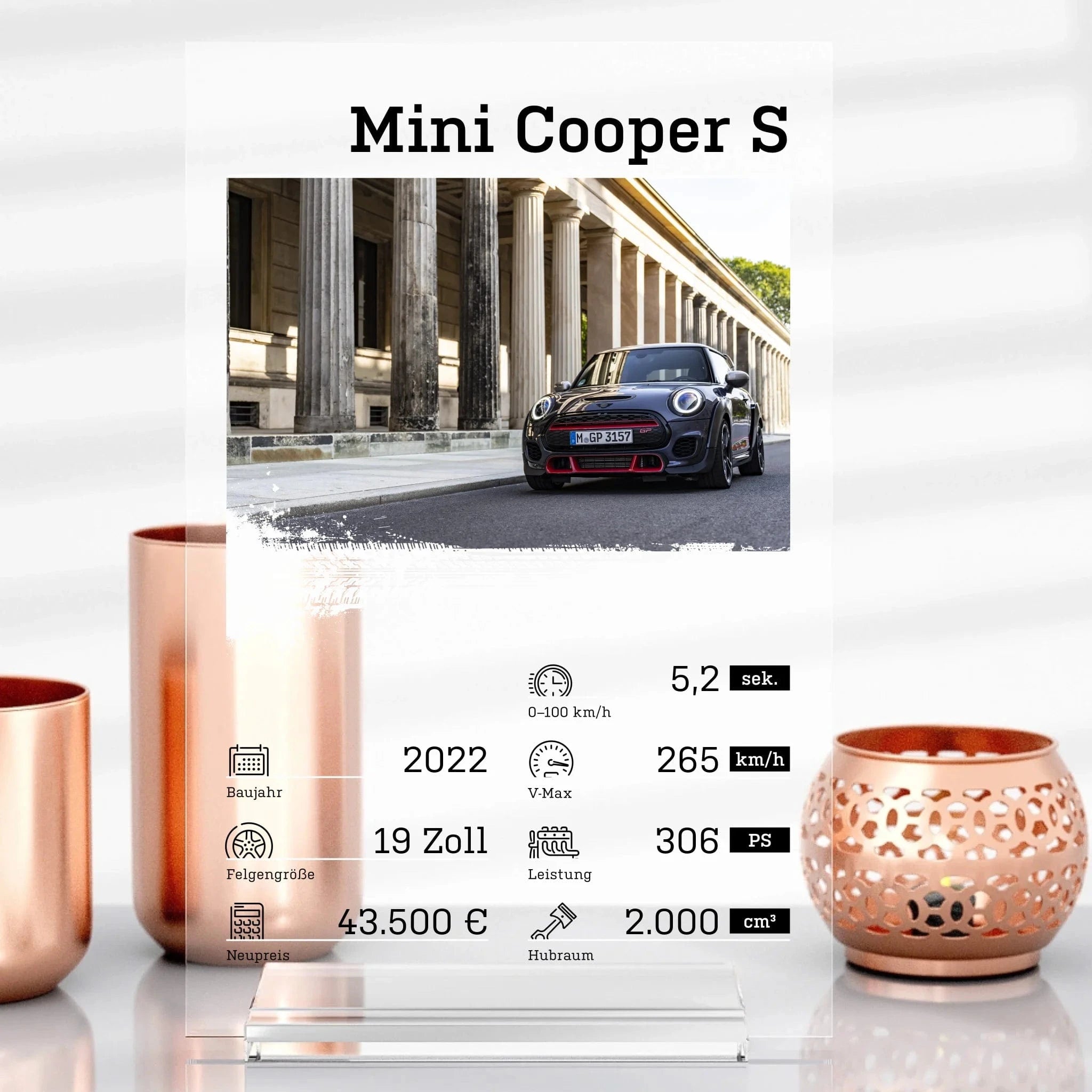 Personalisiertes Auto-Quartett aus Glas - Aufsteller Acrylglas-Fotoaufsteller / Transparent / 13x20 cm von Schmidt Digitaldruck GmbH