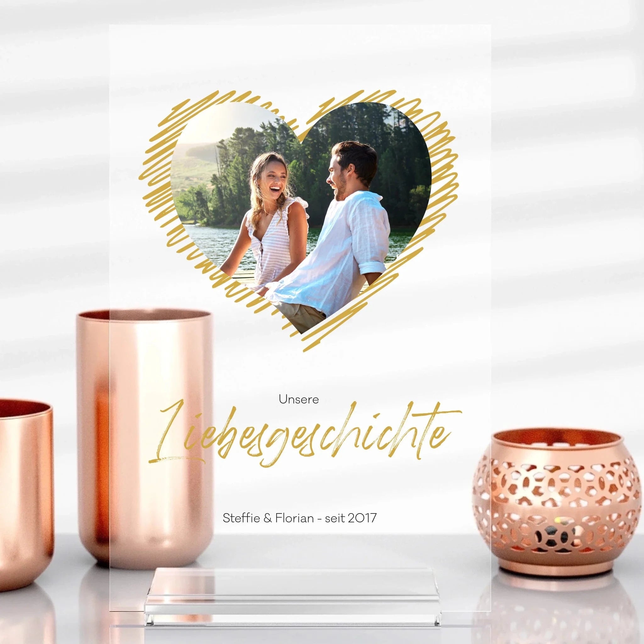 Valentinstag-Aufsteller aus Glas - Aufsteller Acrylglas-Fotoaufsteller / Transparent / 13x20 cm von Schmidt Digitaldruck GmbH