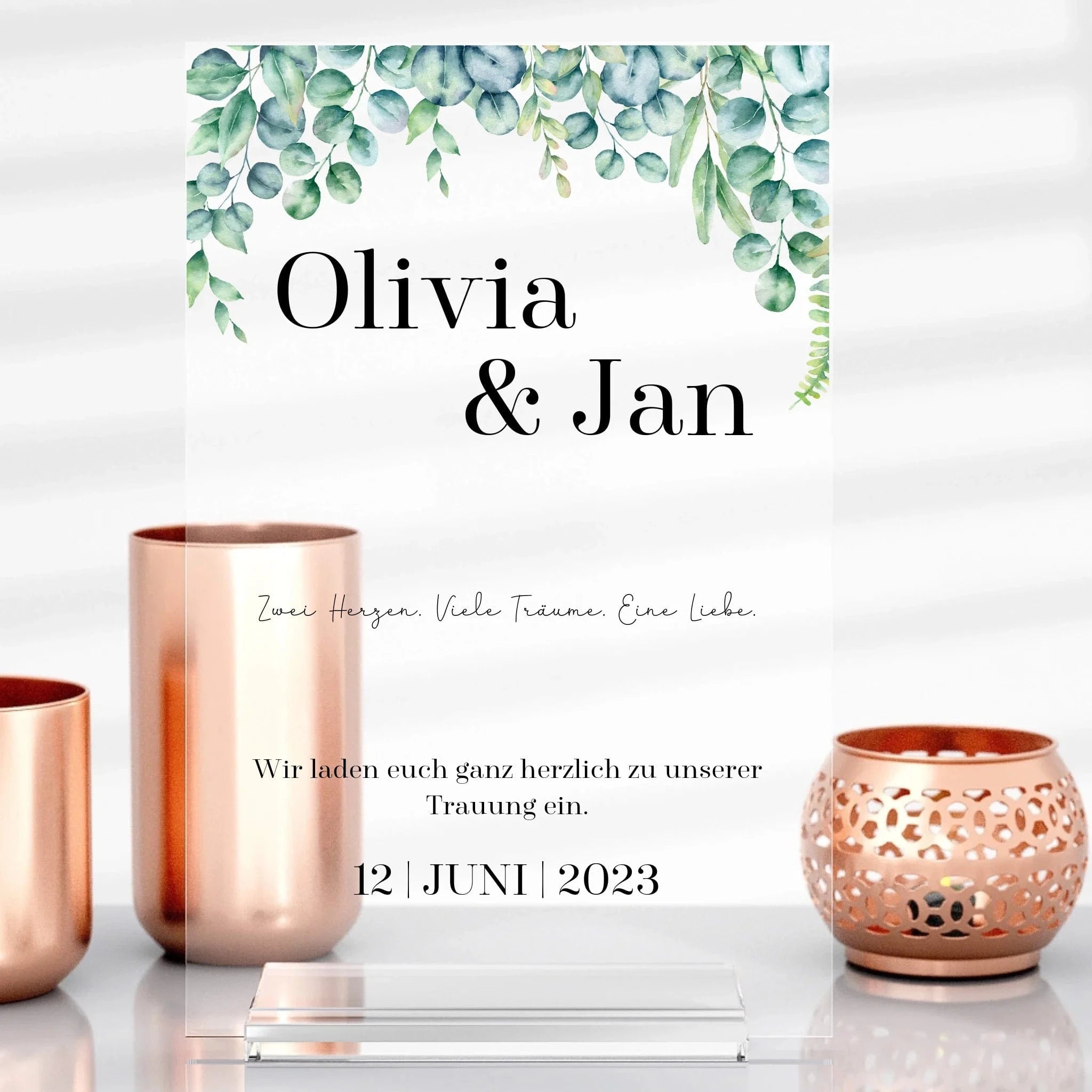 Wedding Card aus Glas - Aufsteller Acrylglas-Fotoaufsteller / Transparent / 13x20 cm von Schmidt Digitaldruck GmbH