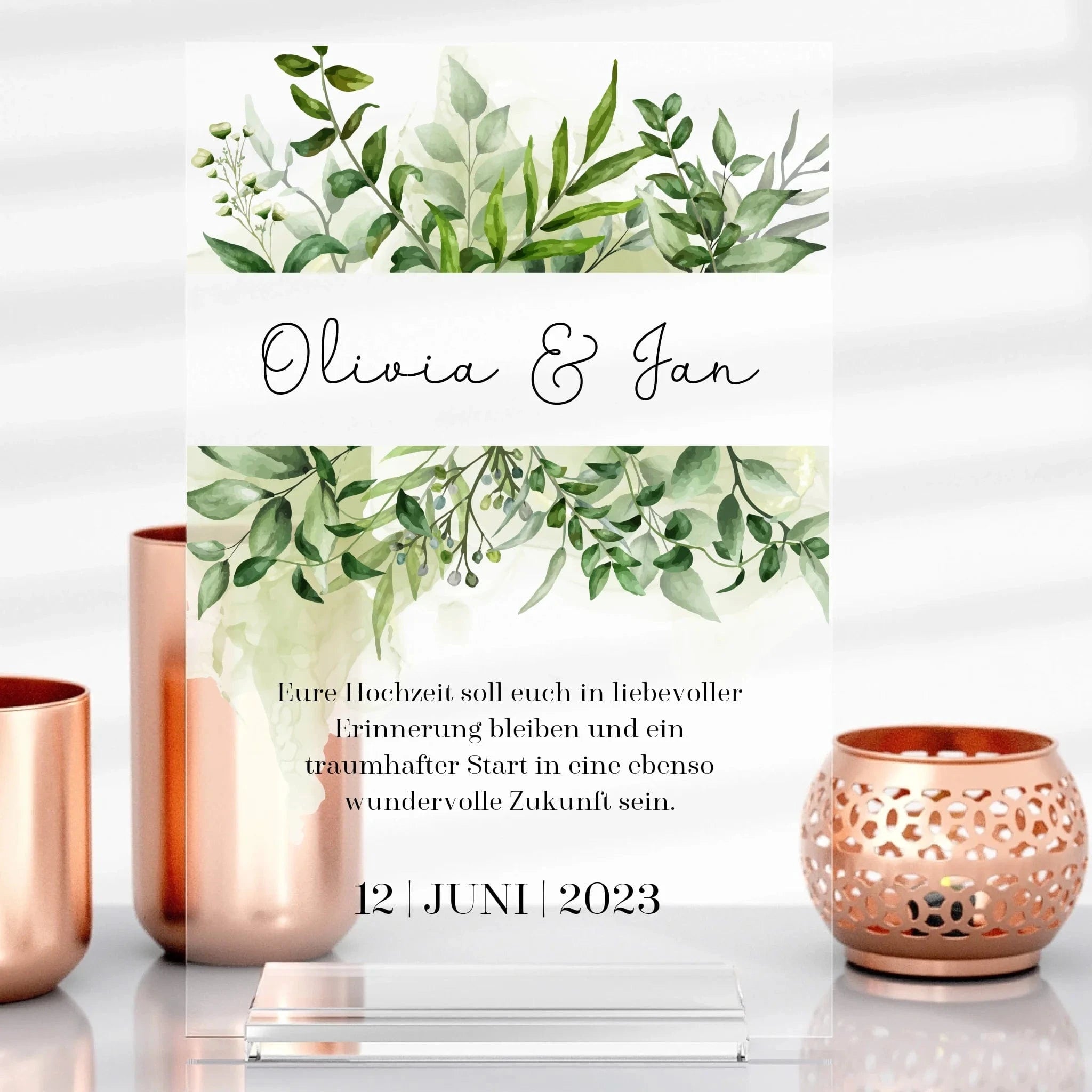 Wedding Memory aus Glas - Aufsteller Acrylglas-Fotoaufsteller / Transparent / 13x20 cm von Schmidt Digitaldruck GmbH