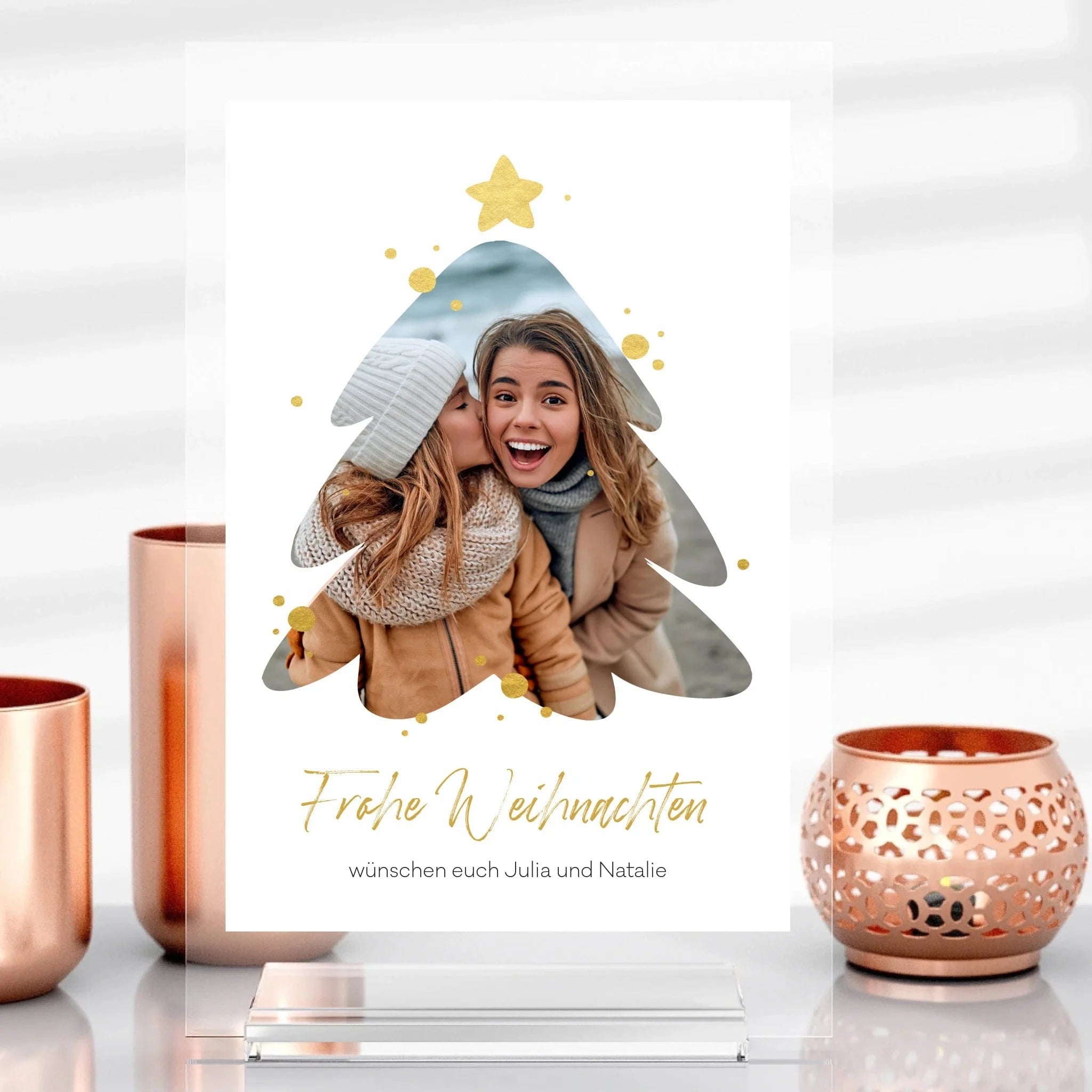 Weihnachts-Aufsteller aus Glas - Aufsteller Acrylglas-Fotoaufsteller / Transparent / 13x20 cm von Schmidt Digitaldruck GmbH