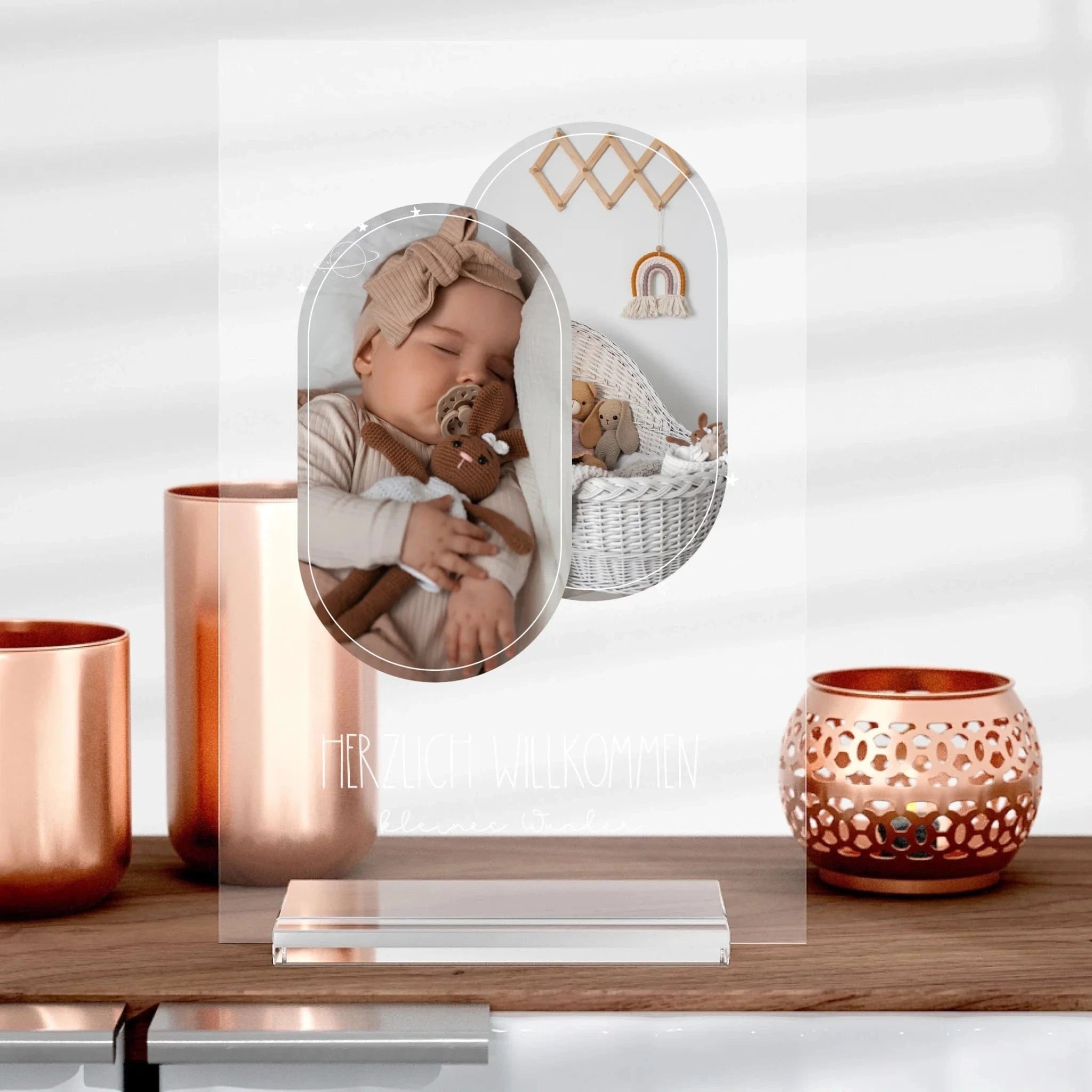 Baby Willkommen Aufsteller aus Glas - Aufsteller von Schmidt Digitaldruck GmbH