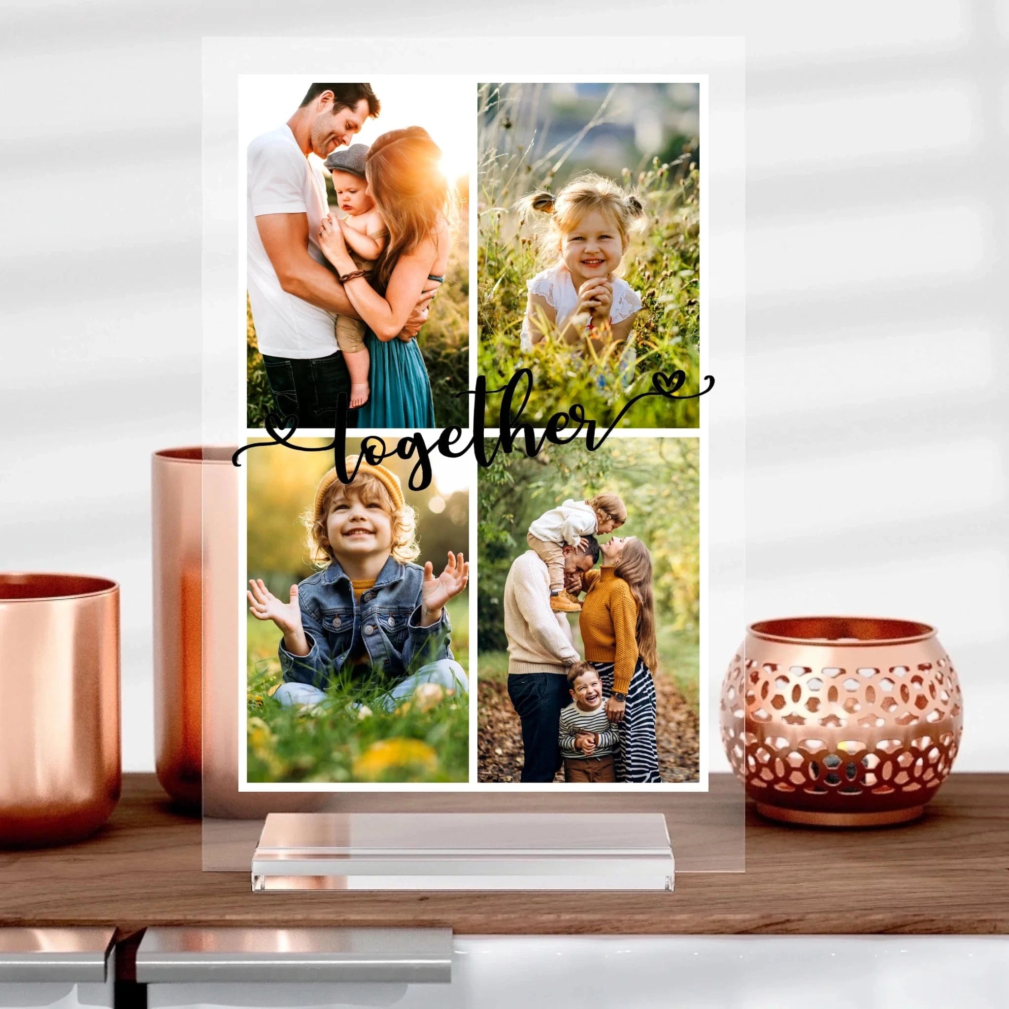 Familien-Collage Aufsteller aus Glas - Aufsteller von Schmidt Digitaldruck GmbH