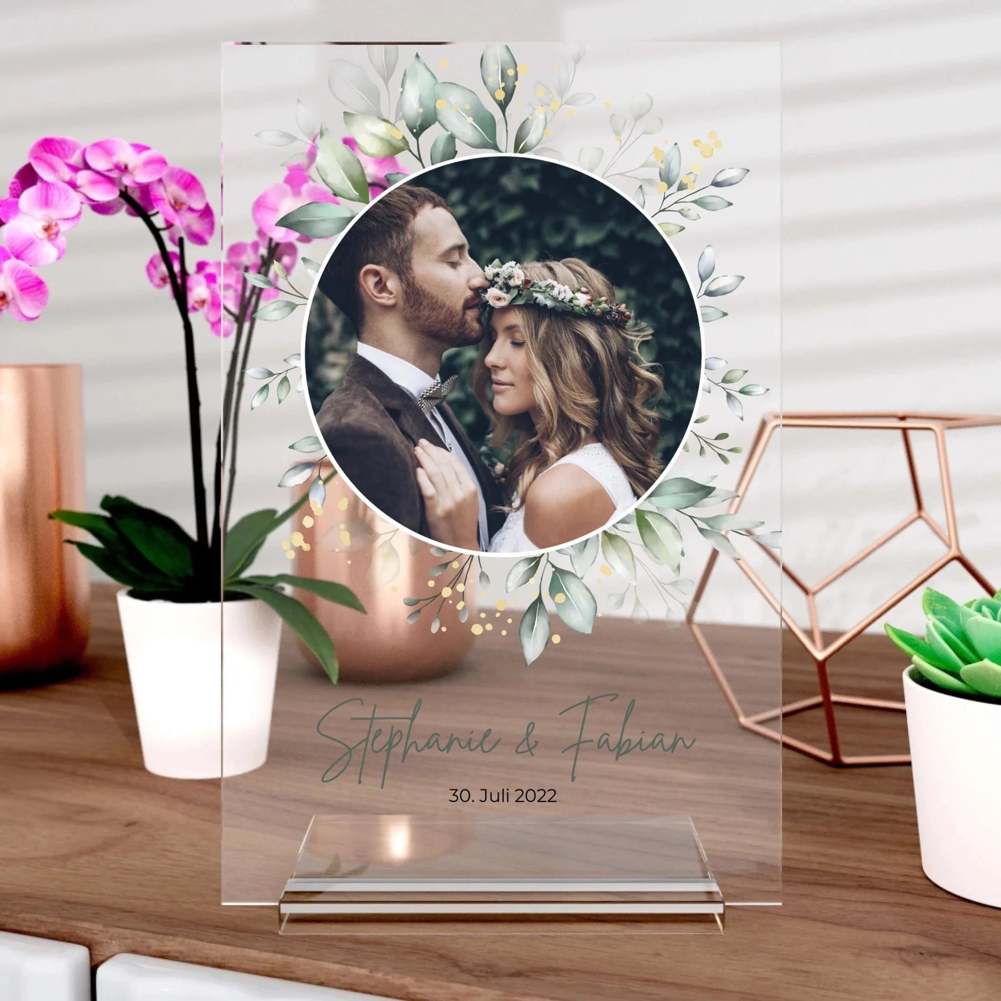 Hochzeit & Jahrestag Fotoaufsteller aus Glas - Aufsteller von Schmidt Digitaldruck GmbH