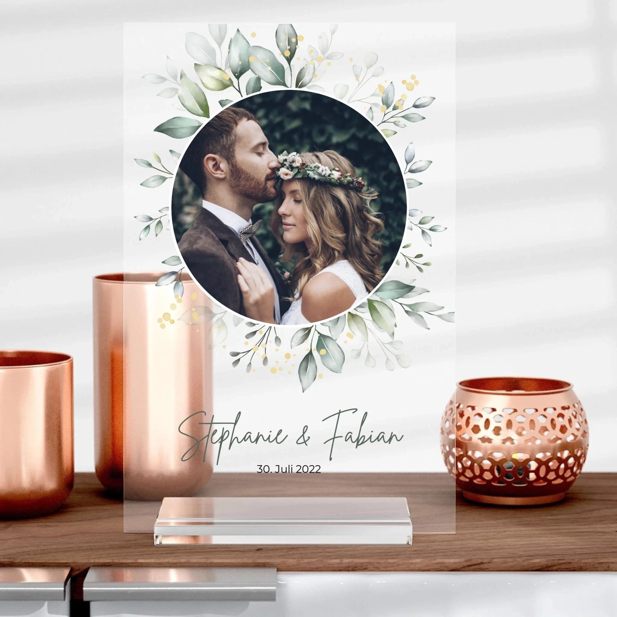 Hochzeit & Jahrestag Fotoaufsteller aus Glas - Aufsteller von Schmidt Digitaldruck GmbH