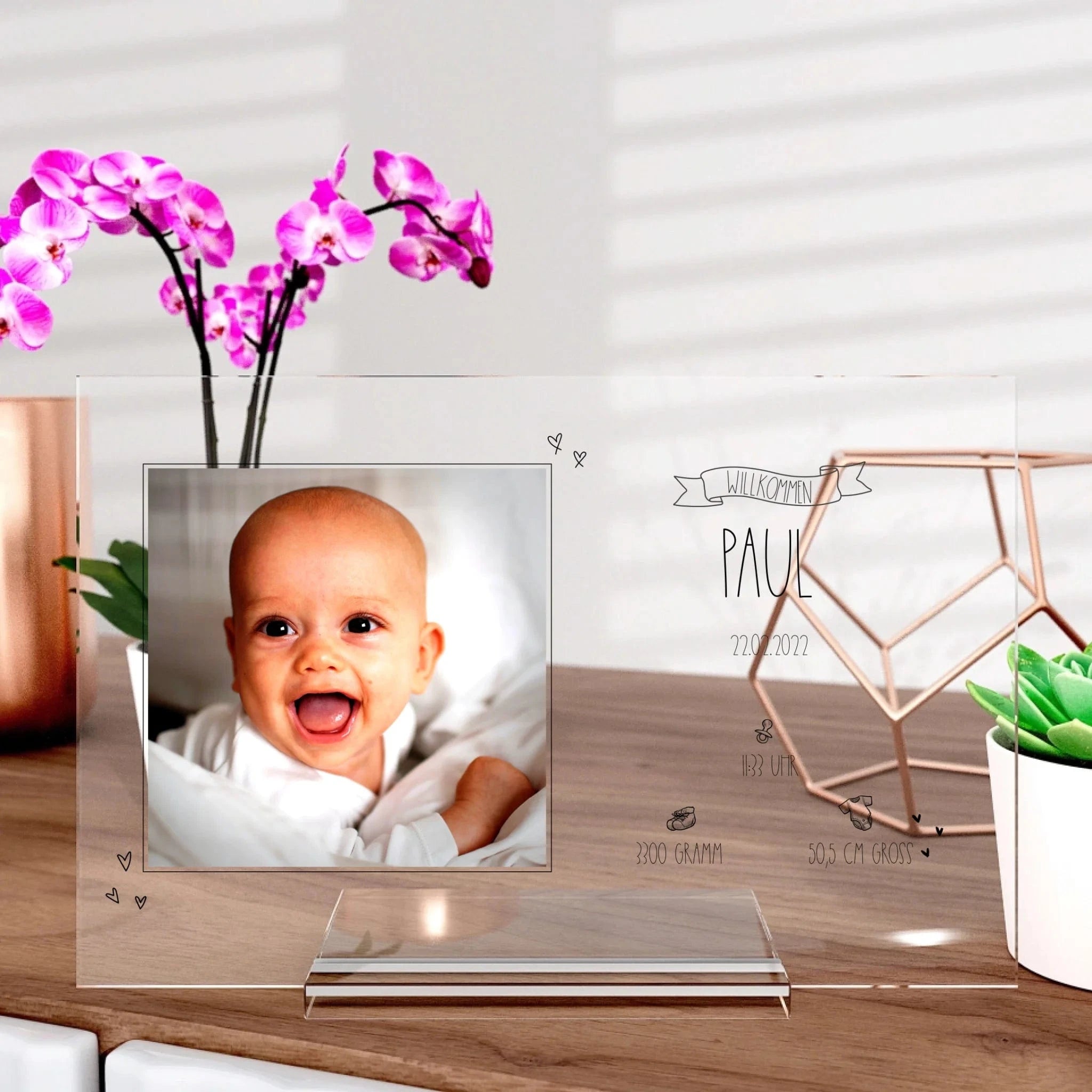 Neugeborenen Aufsteller aus Glas - Aufsteller von Schmidt Digitaldruck GmbH