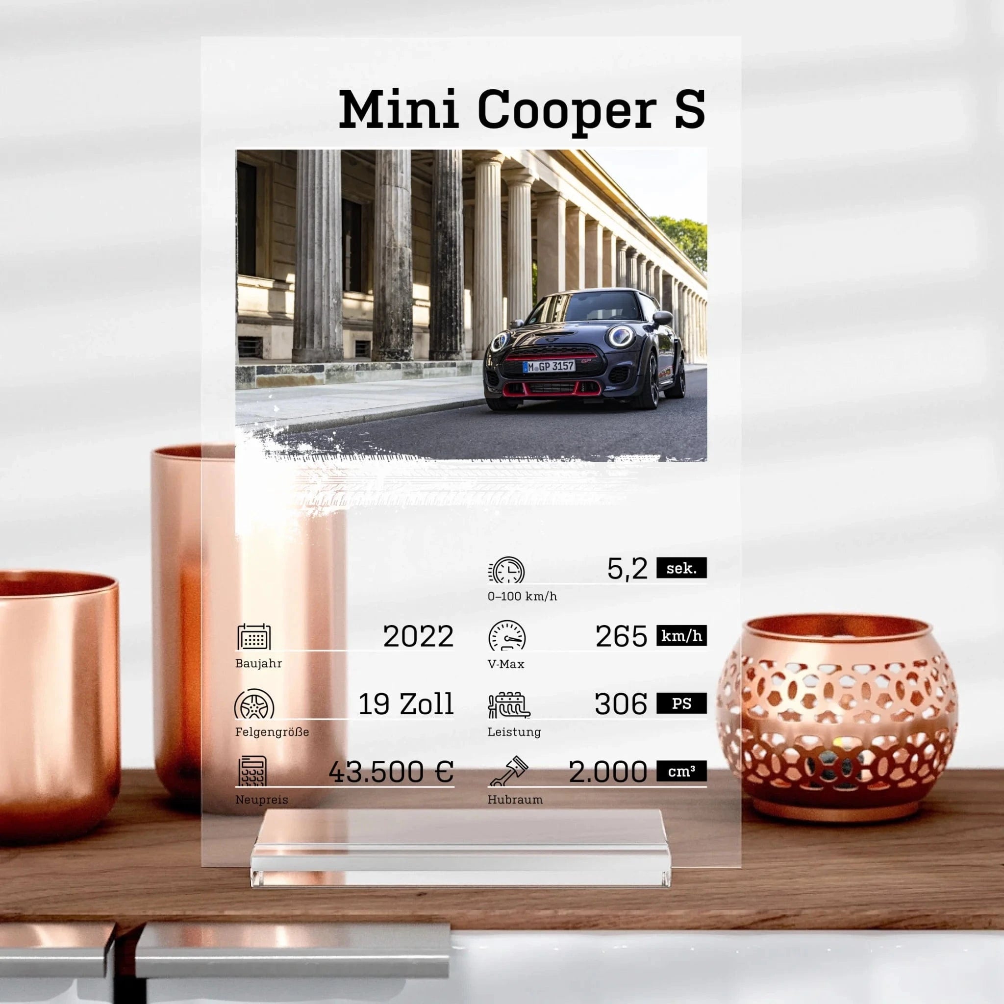 Personalisiertes Auto-Quartett aus Glas - Aufsteller von Schmidt Digitaldruck GmbH