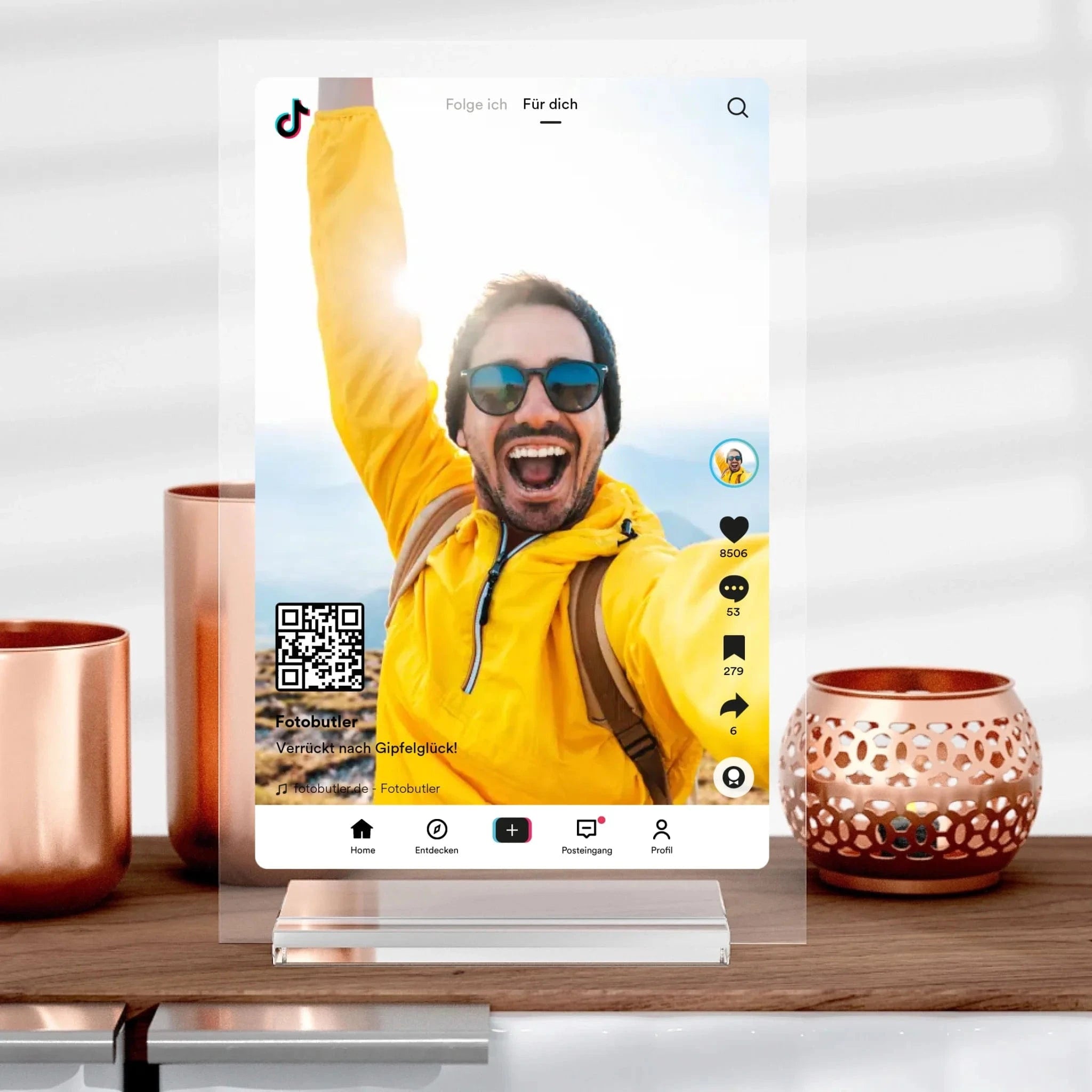 TikTok Videoclip-Aufsteller aus Glas - Aufsteller von Schmidt Digitaldruck GmbH