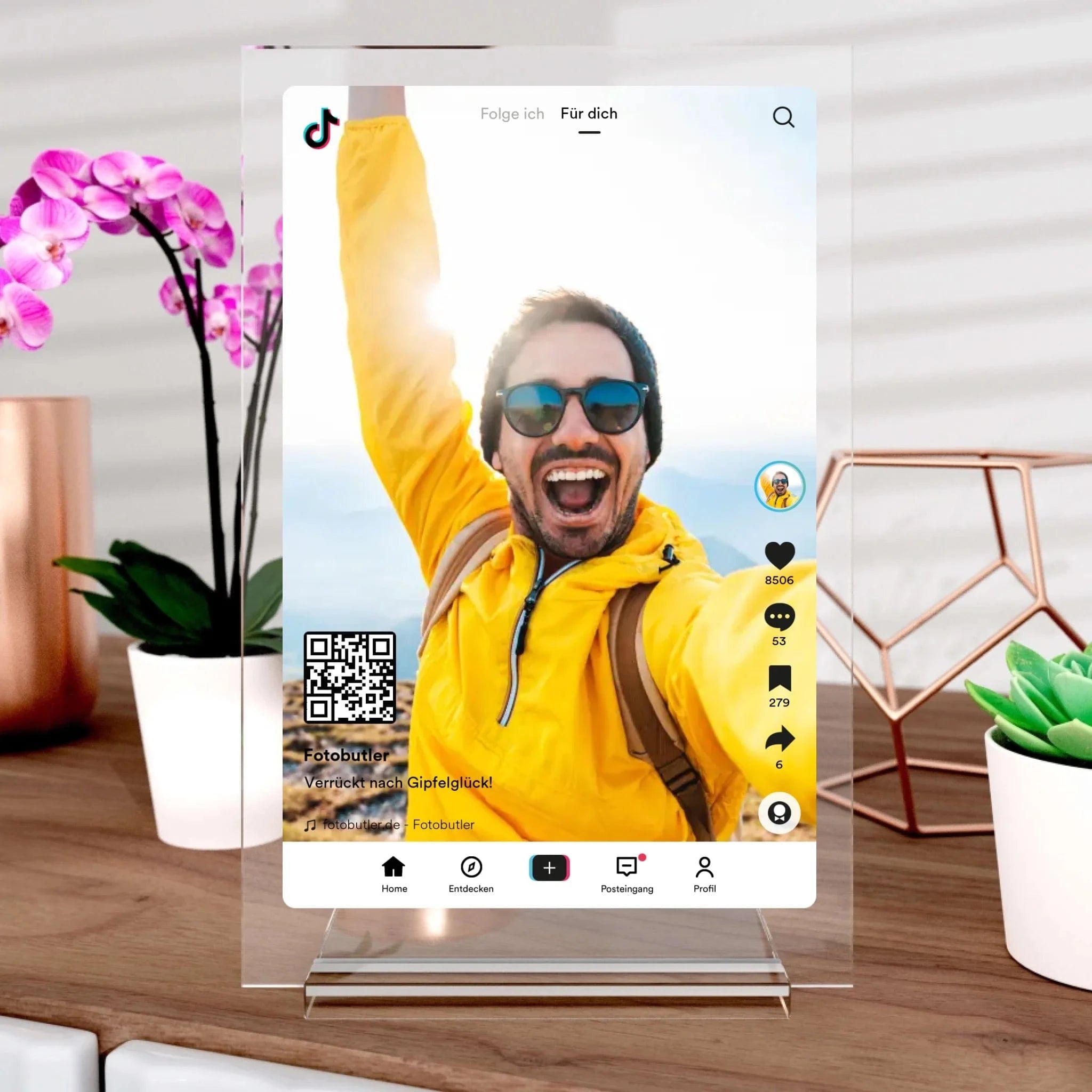 TikTok Videoclip-Aufsteller aus Glas - Aufsteller von Schmidt Digitaldruck GmbH