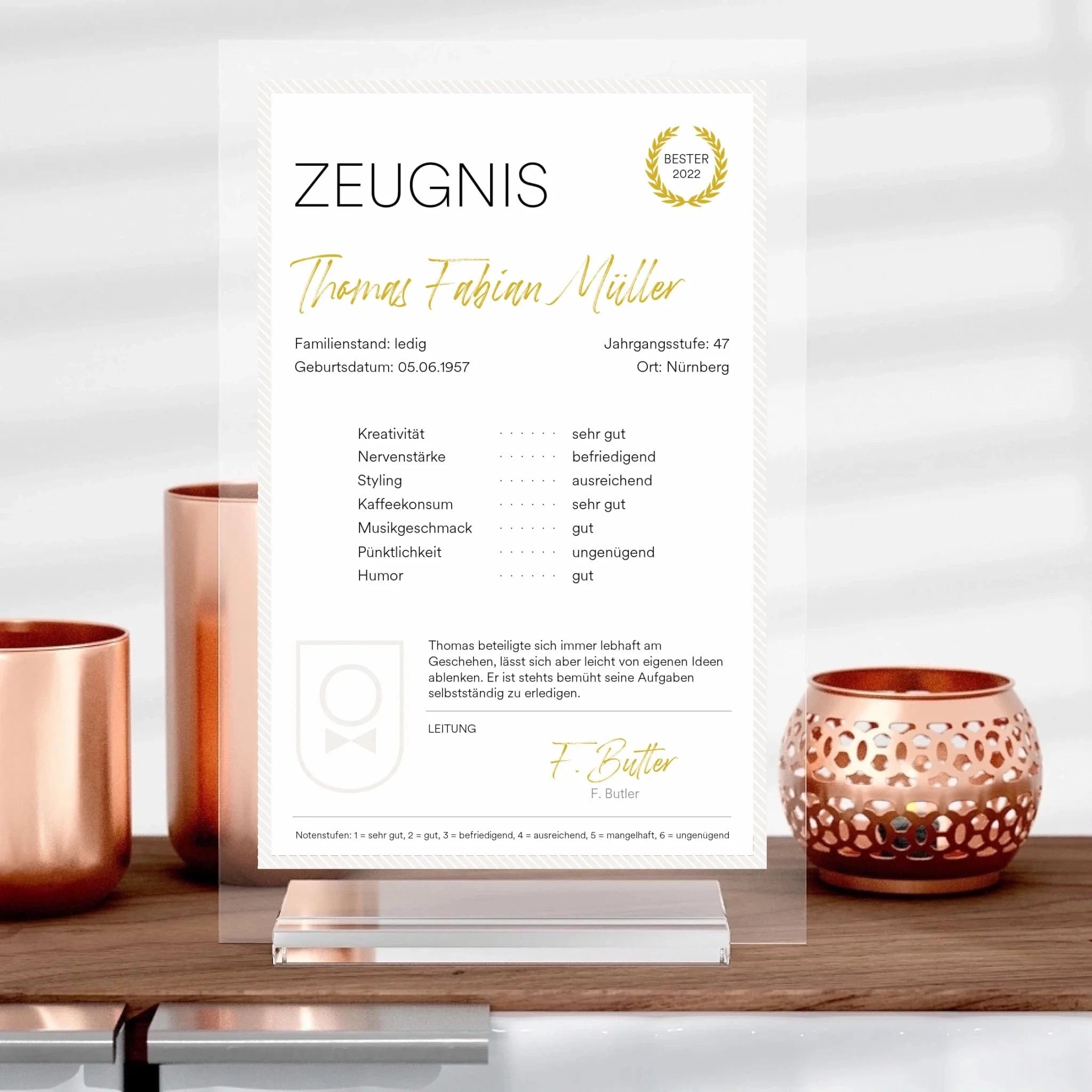Zeugnis-Aufsteller aus Glas - Aufsteller von Schmidt Digitaldruck GmbH