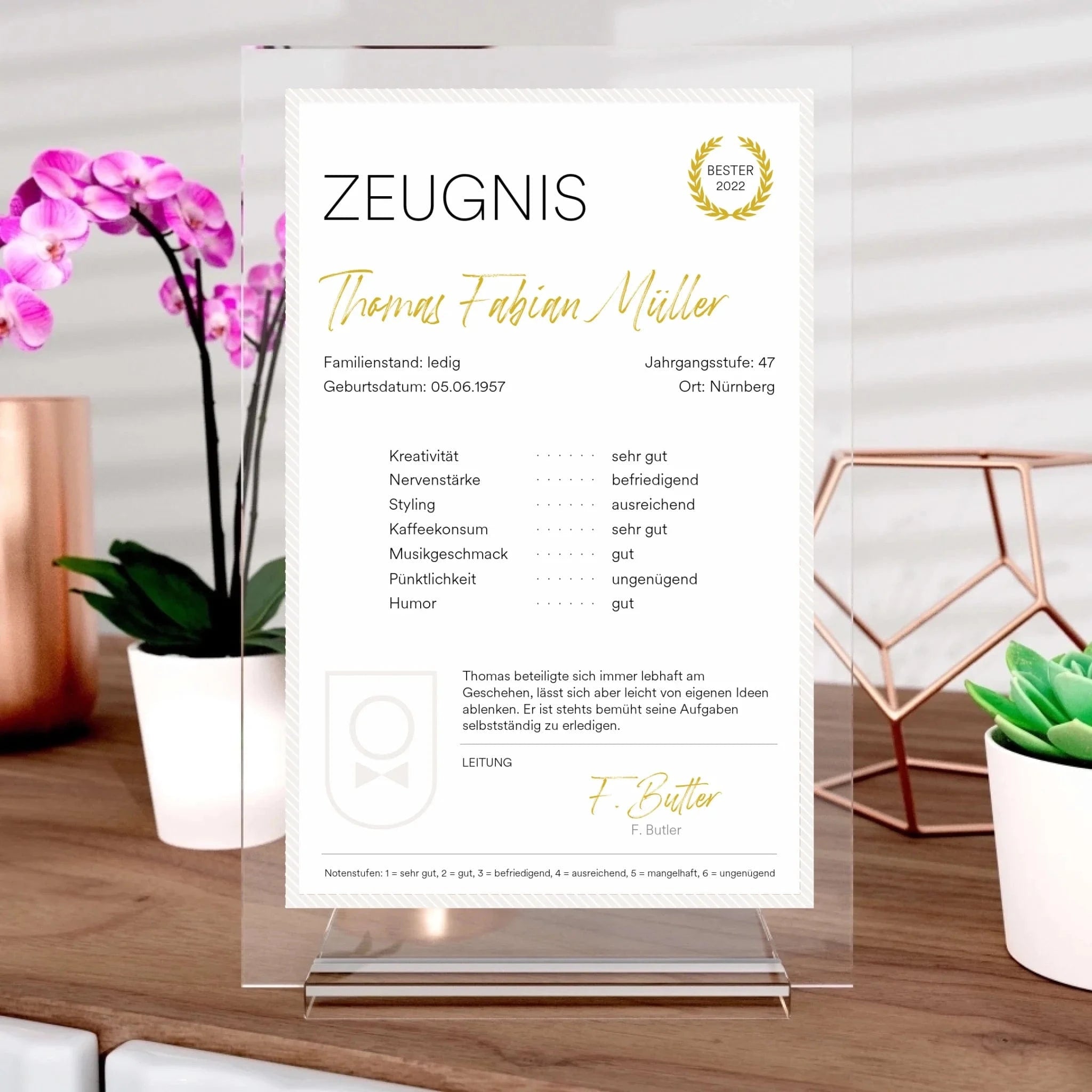 Zeugnis-Aufsteller aus Glas - Aufsteller von Schmidt Digitaldruck GmbH