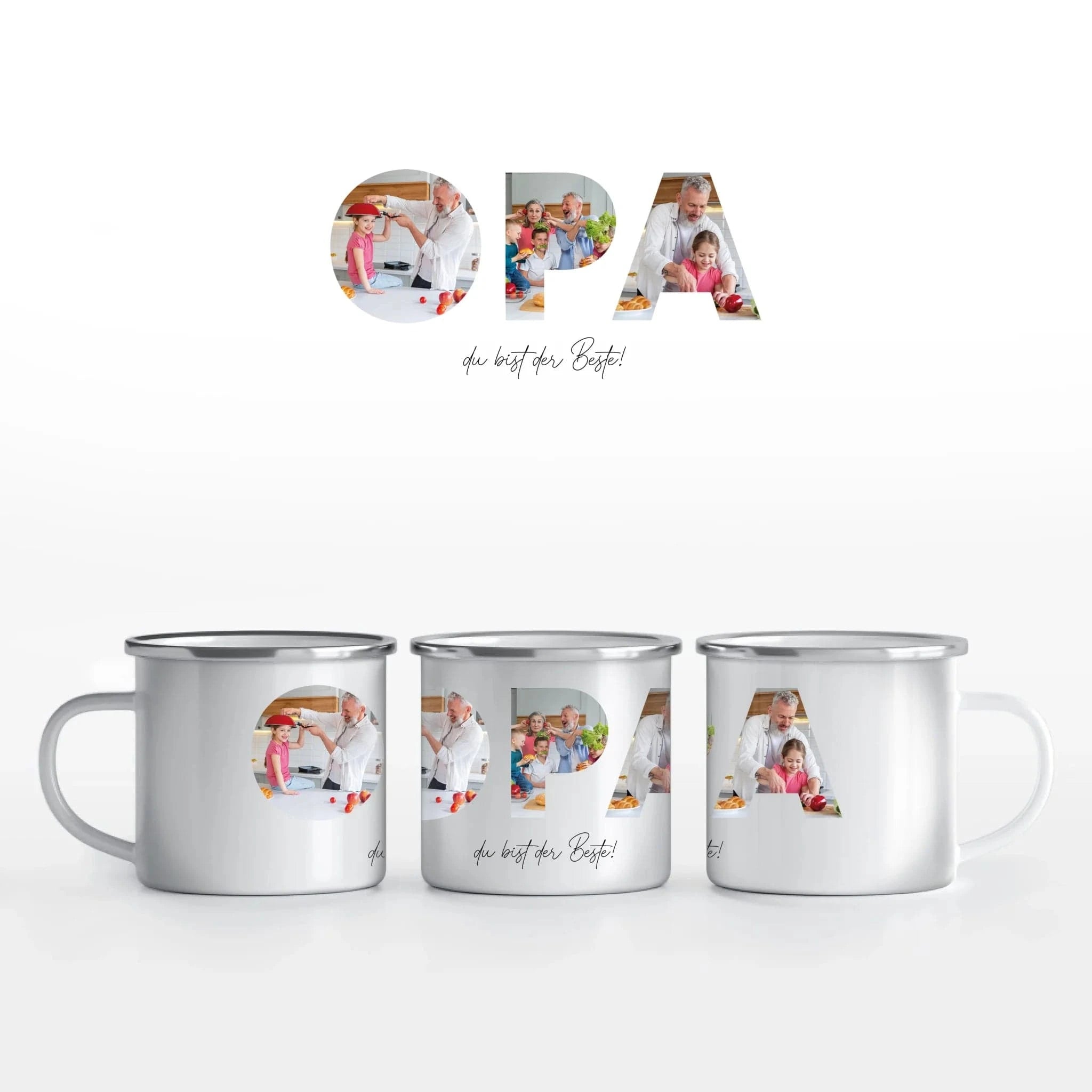 Fototasse Opa - Tasse Emaille-Tasse / Weiß / 375 ml von Schmidt Digitaldruck GmbH