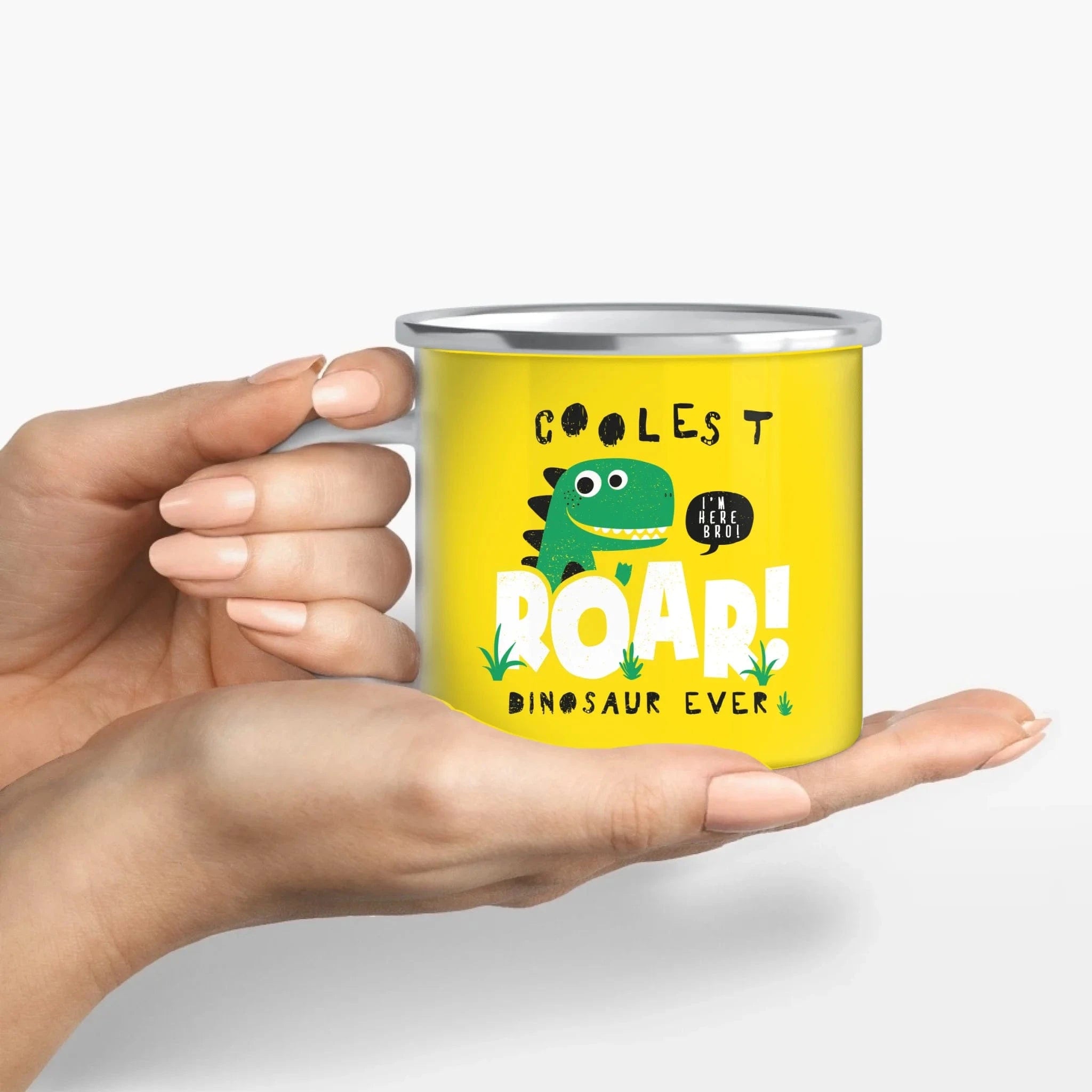 Motivtasse "Dino" - Tasse Emaille-Tasse / Weiß / 375 ml von Schmidt Digitaldruck GmbH