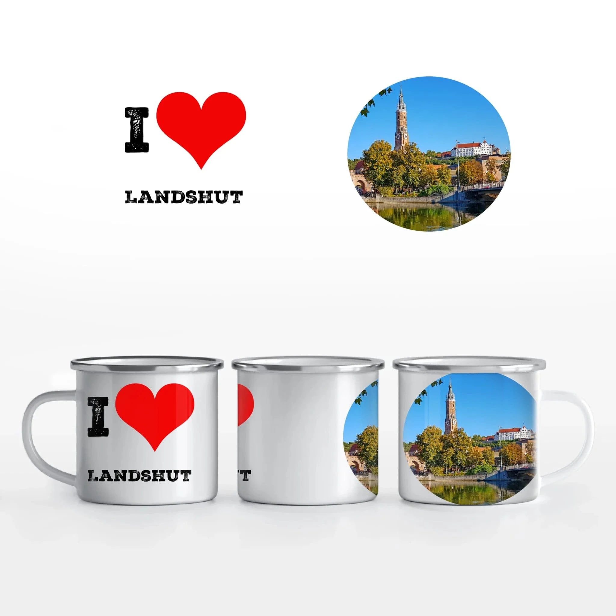 Motivtasse "I Love" - Tasse Emaille-Tasse / Weiß / 375 ml von Schmidt Digitaldruck GmbH