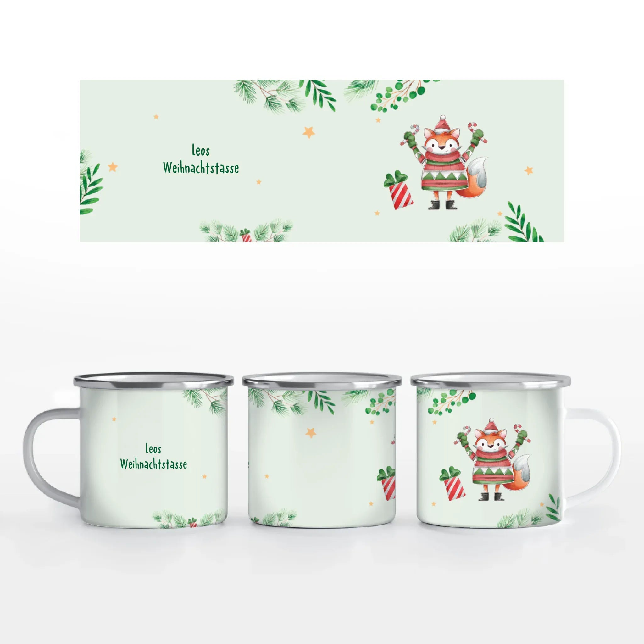 Motivtasse "Kinder Weihnachtszauber" - Tasse Emaille-Tasse / Weiß / 375 ml von Schmidt Digitaldruck GmbH