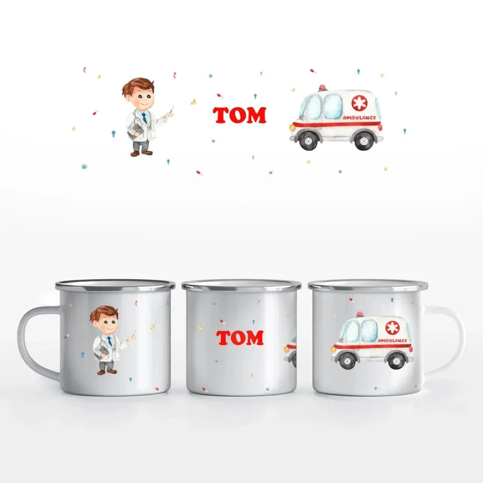 Motivtasse Krankenwagen - Tasse Emaille-Tasse / Weiß / 375 ml von Schmidt Digitaldruck GmbH