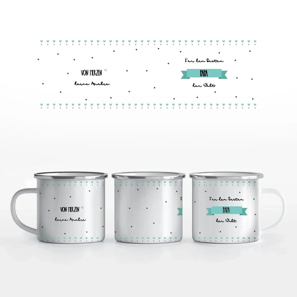 Motivtasse Vatertag "allerbester Papa" - Tasse Emaille-Tasse / Weiß / 375 ml von Schmidt Digitaldruck GmbH