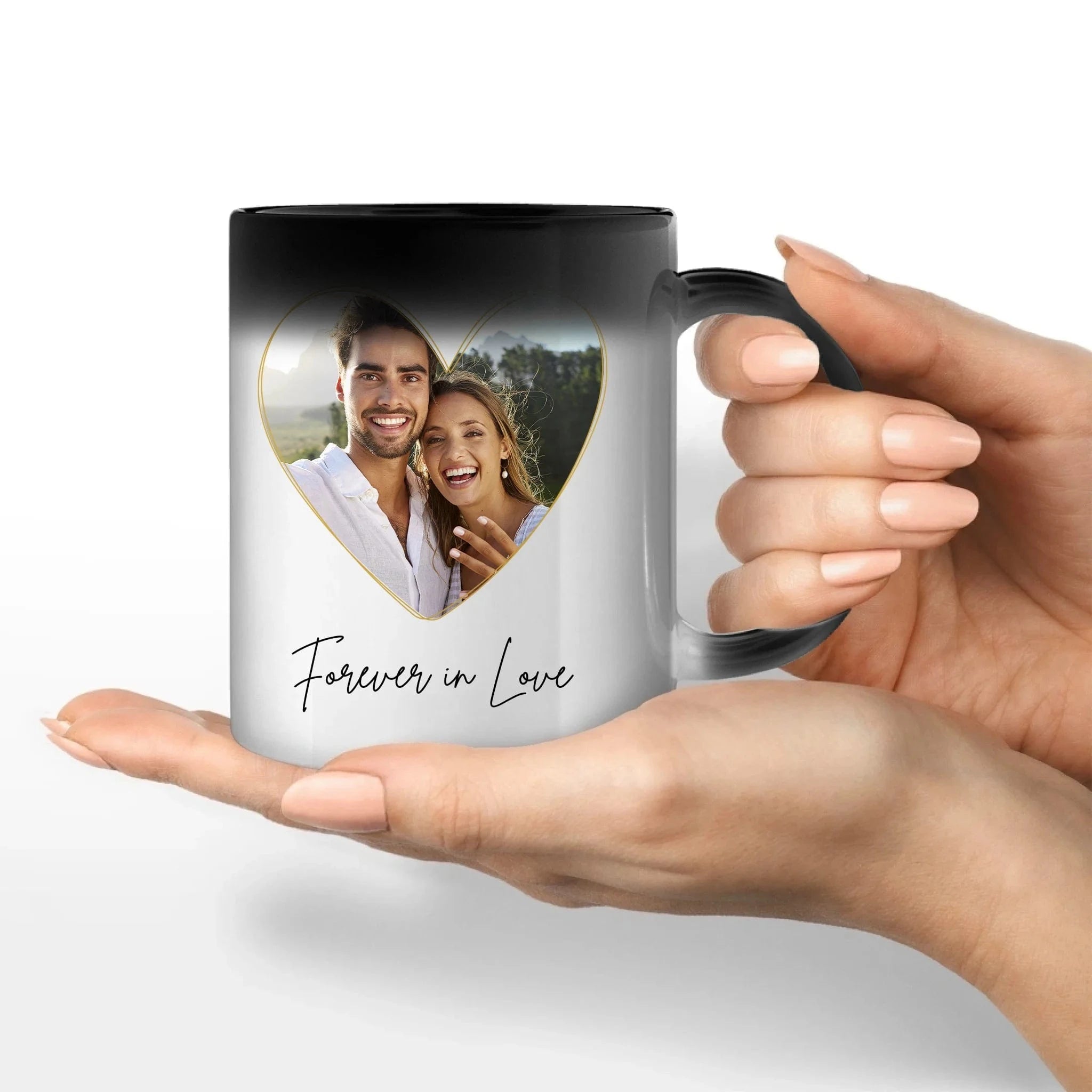 Fototasse "Forever in Love" - Tasse Keramik-Zaubertasse / Schwarz / 330 ml von Schmidt Digitaldruck GmbH