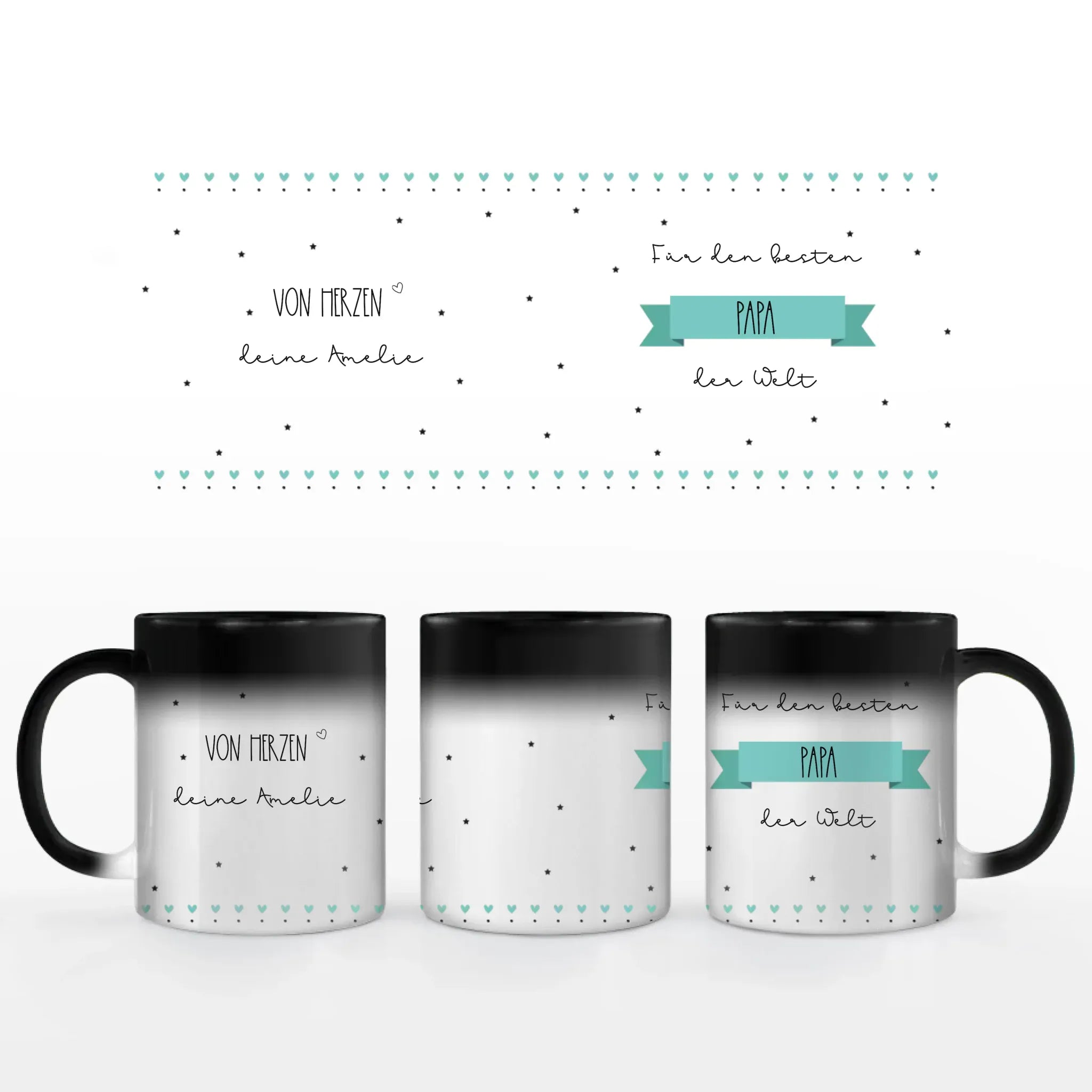 Motivtasse Vatertag "allerbester Papa" - Tasse Keramik-Zaubertasse / Schwarz / 330 ml von Schmidt Digitaldruck GmbH