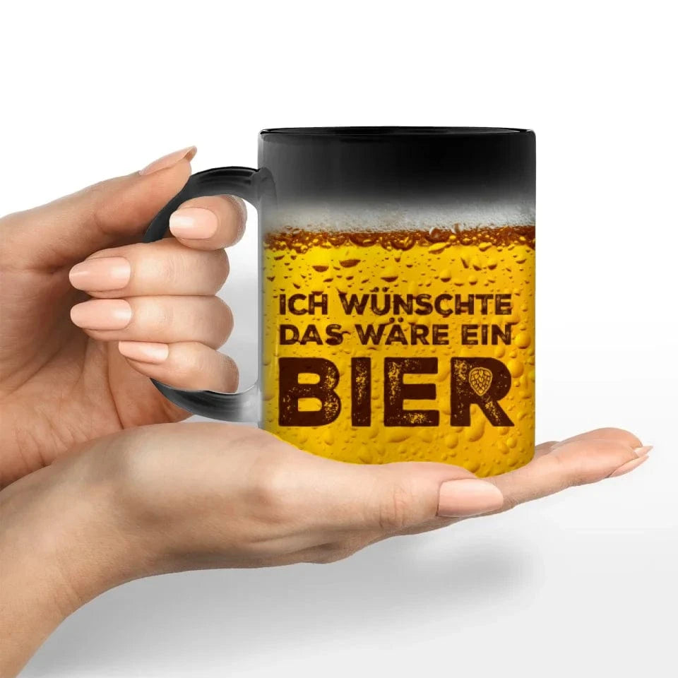 Motivtasse "Wunsch-Bier" - Tasse Keramik-Zaubertasse / Schwarz / 330 ml von Schmidt Digitaldruck GmbH