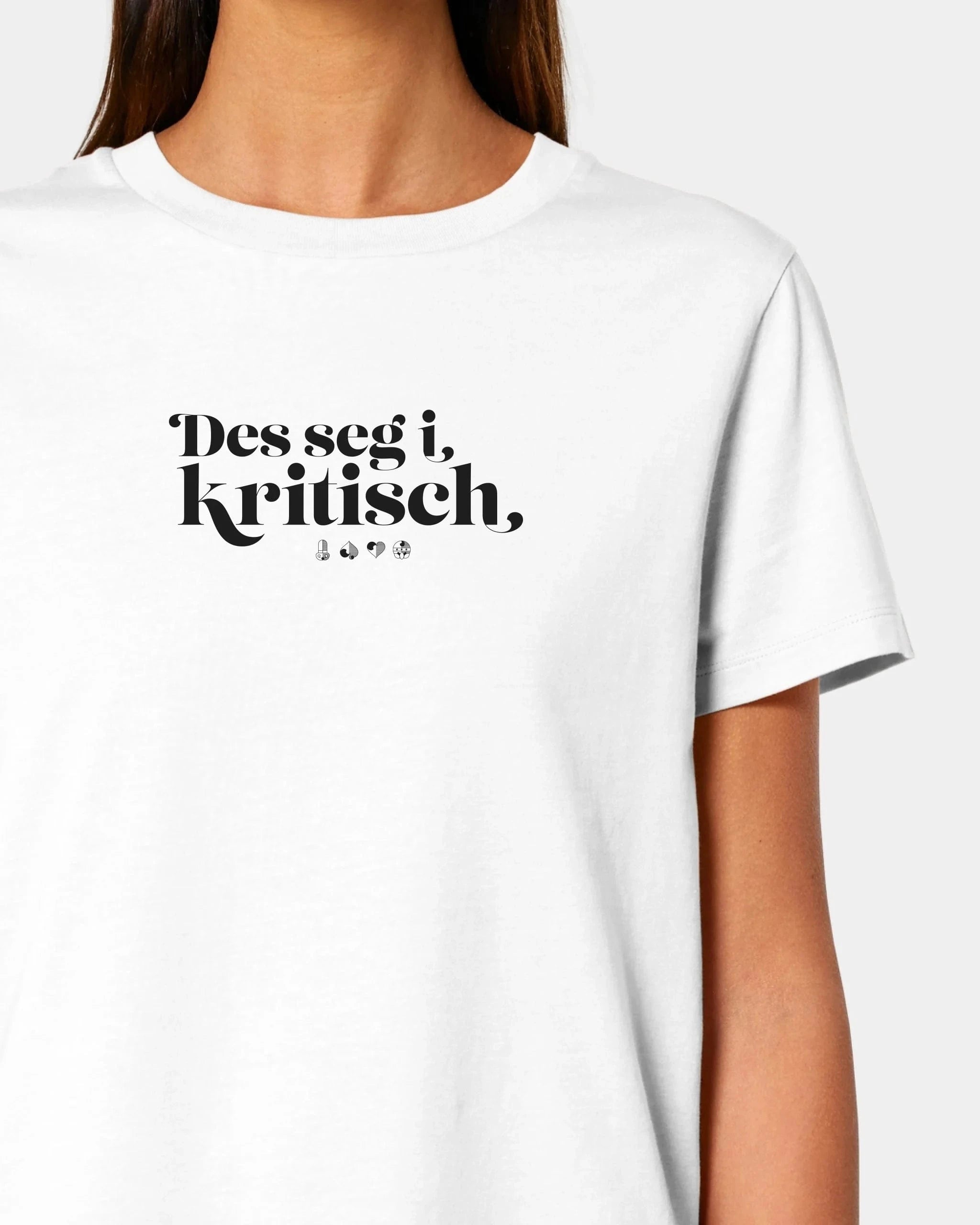 Personalisiertes T-Shirt "Watten - Des seg i kritisch" - Textil Damen / Weiß / XS von Schmidt Digitaldruck GmbH
