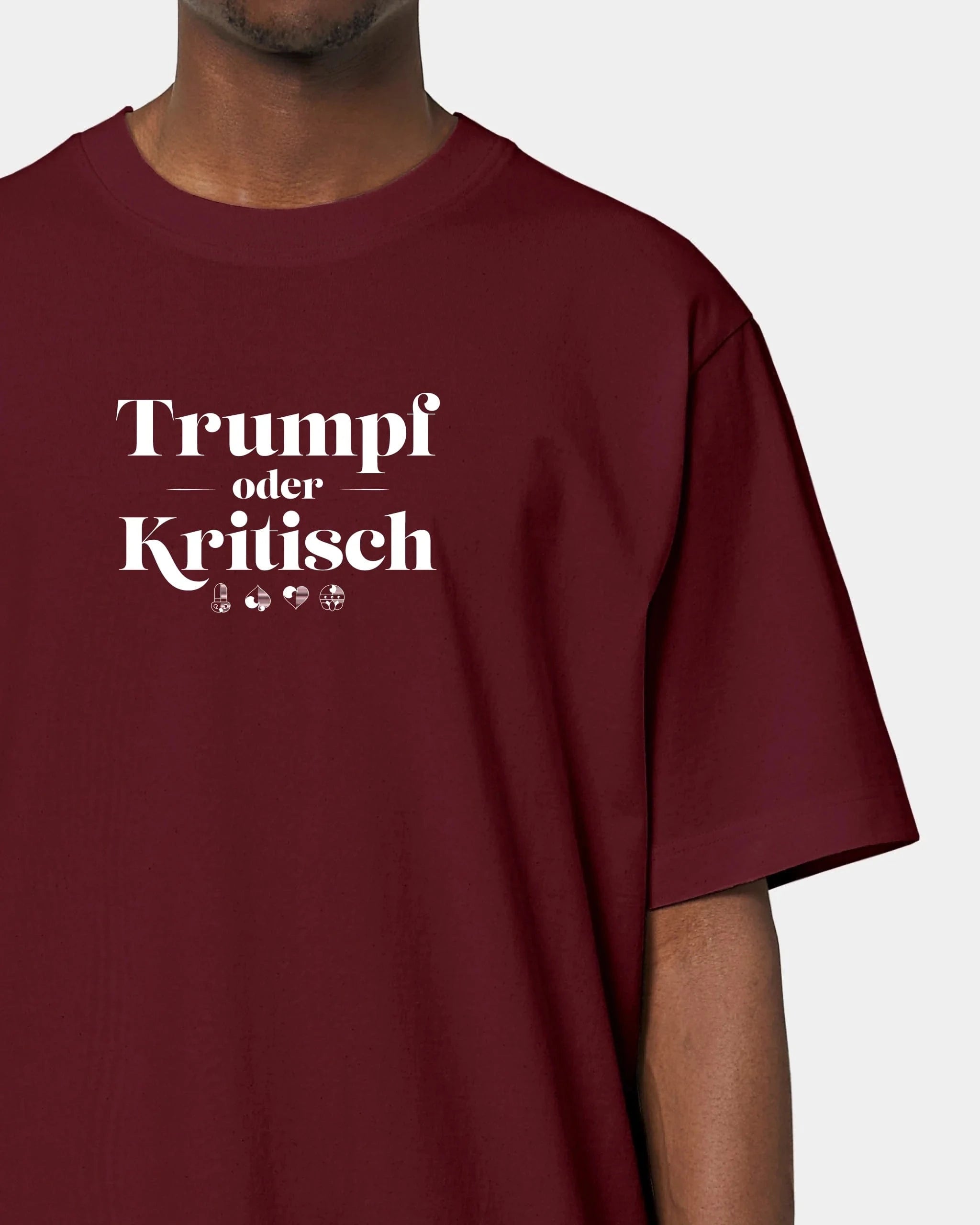 Personalisiertes T-Shirt "Watten - Trumpf oder Kritisch" - Textil Oversized / Burgundy / XXS von Schmidt Digitaldruck GmbH
