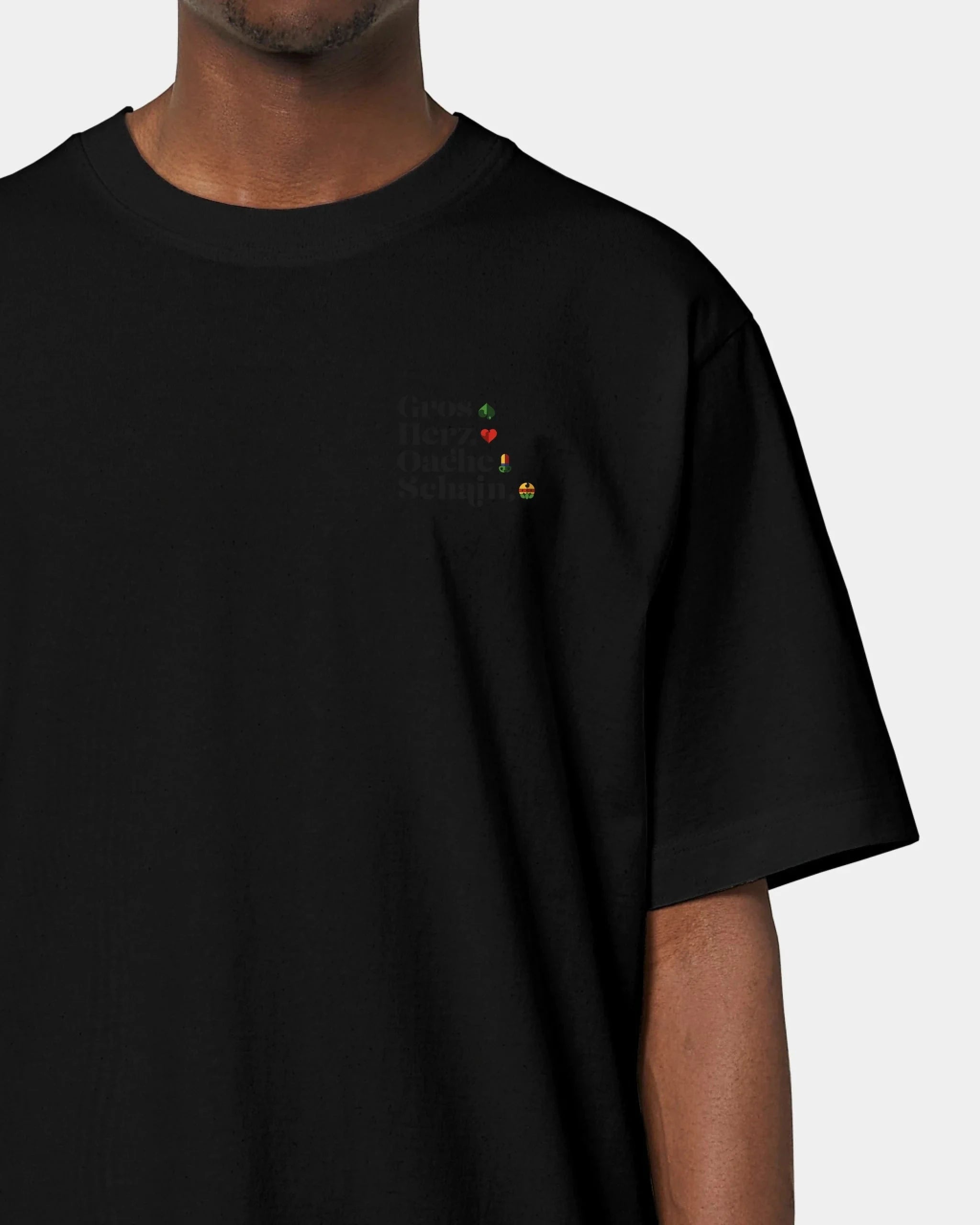 Personalisiertes T-Shirt "Watten - Kartenfarben" - Textil Oversized / Schwarz / XXS von Schmidt Digitaldruck GmbH