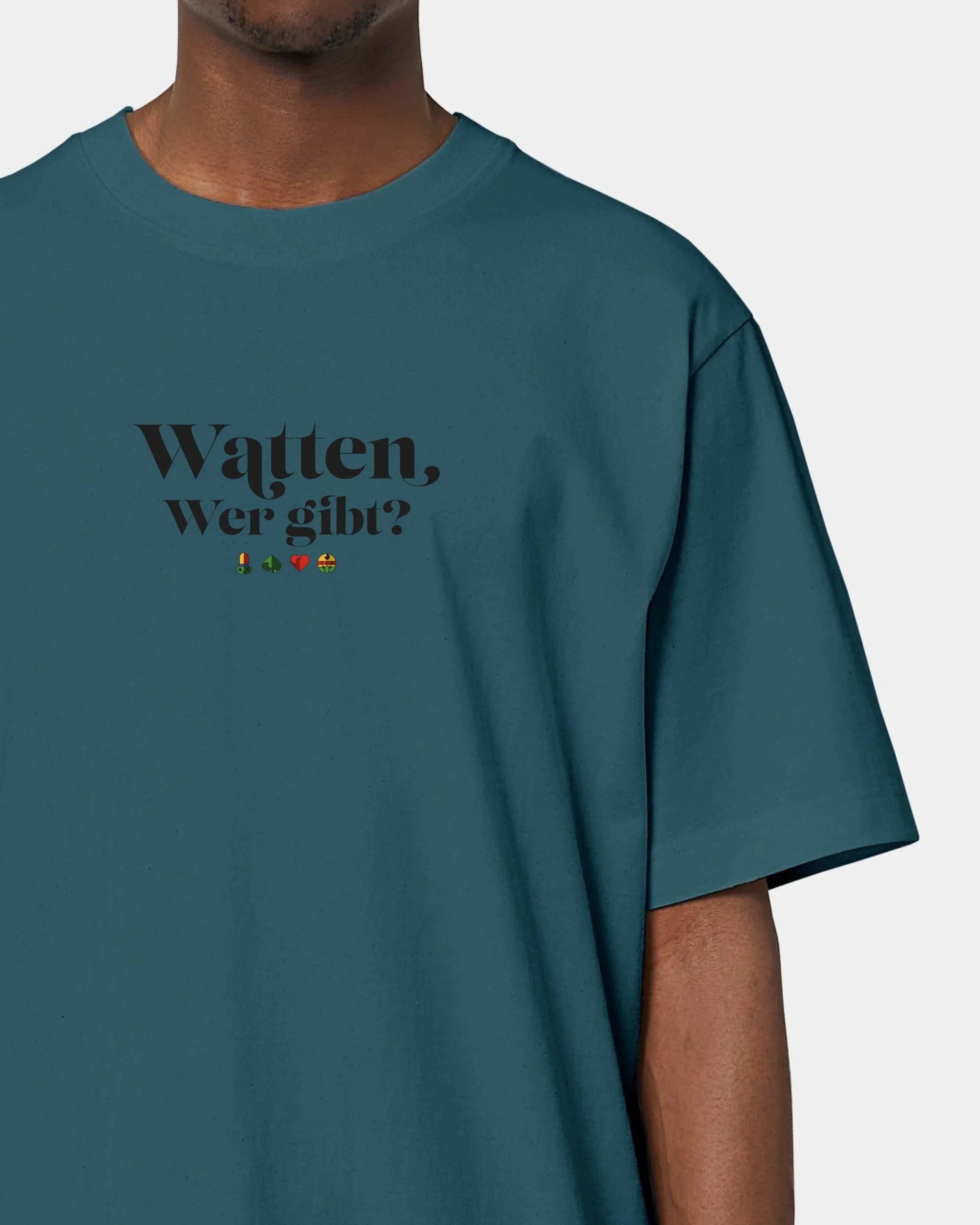 Personalisiertes T-Shirt "Watten - Wer gibt?" - Textil Oversized / Stargazer / XXS von Schmidt Digitaldruck GmbH