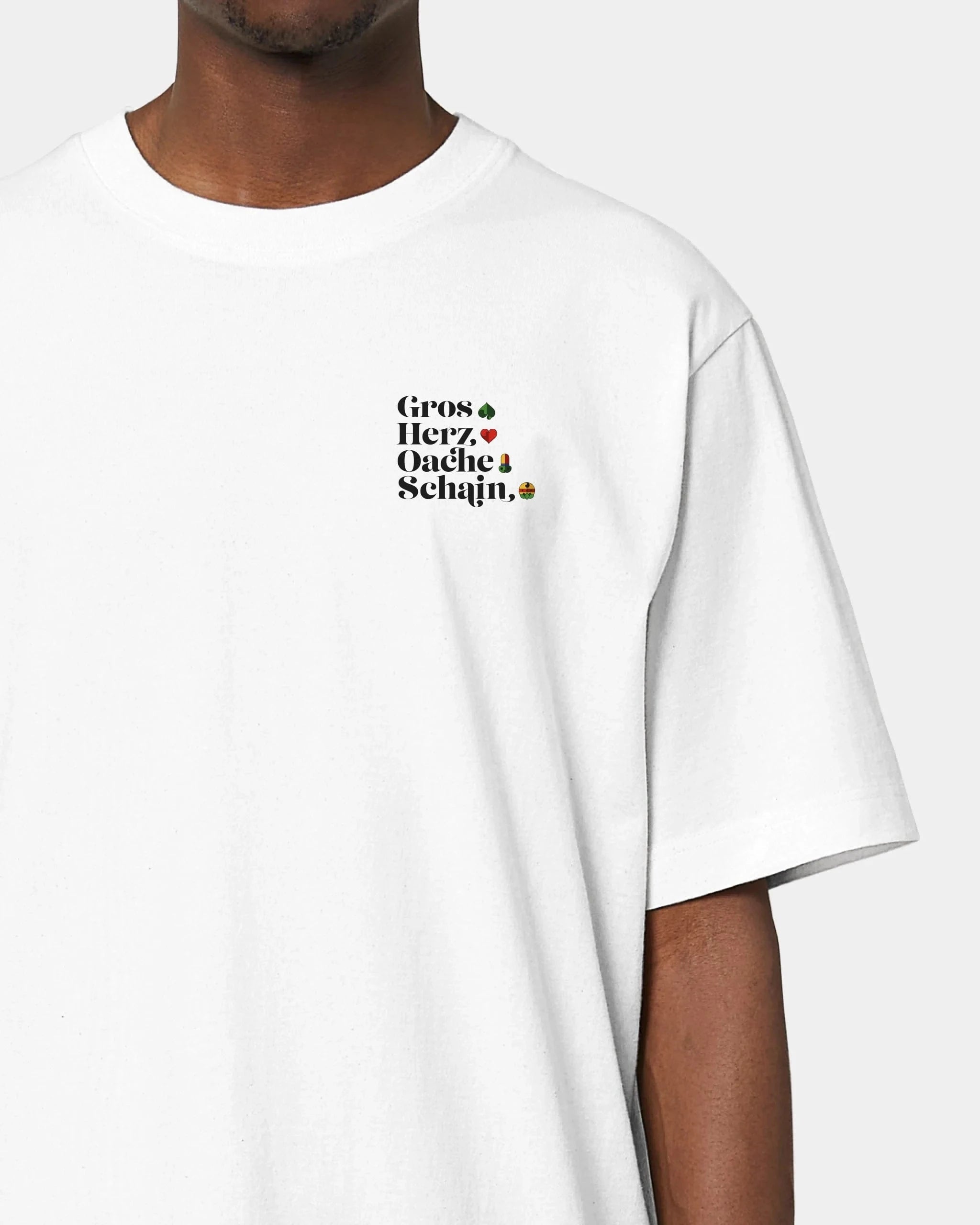 Personalisiertes T-Shirt "Watten - Kartenfarben" - Textil Oversized / Weiß / S von Schmidt Digitaldruck GmbH