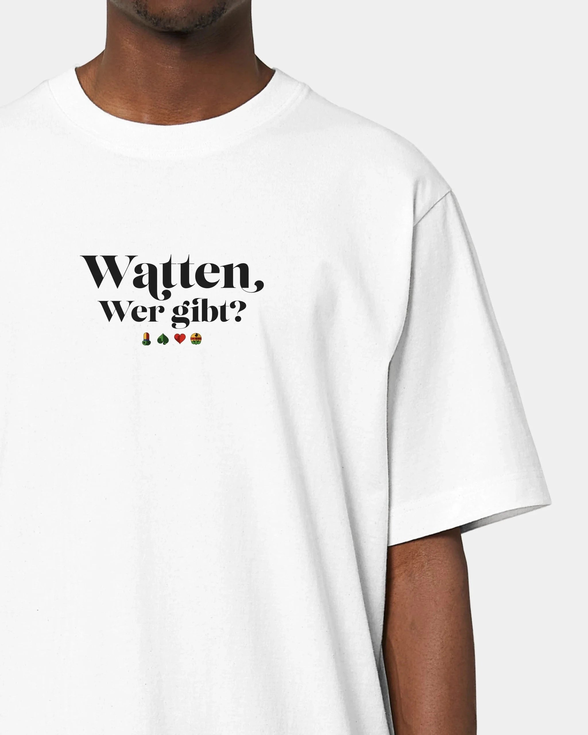 Personalisiertes T-Shirt "Watten - Wer gibt?" - Textil Oversized / Weiß / S von Schmidt Digitaldruck GmbH