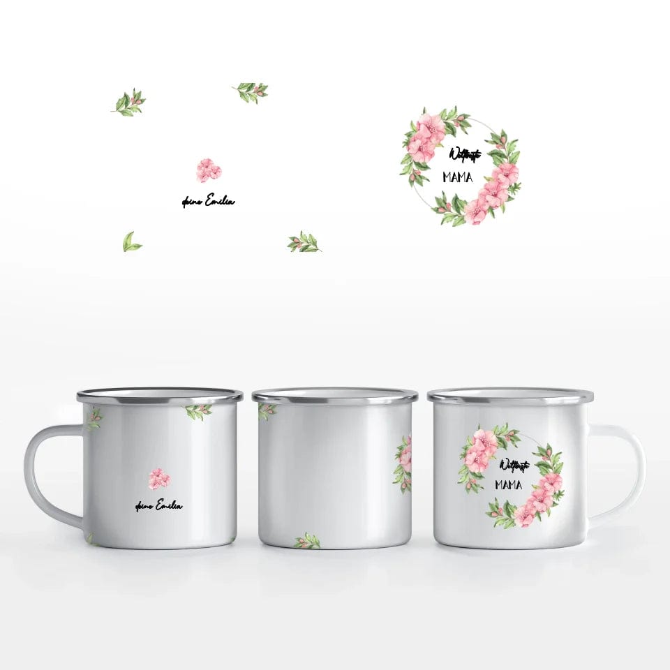 Motivtasse Muttertag "weltbeste Mama" - Customizer Emaille-Tasse / Weiß / 375 ml von TeeInBlue
