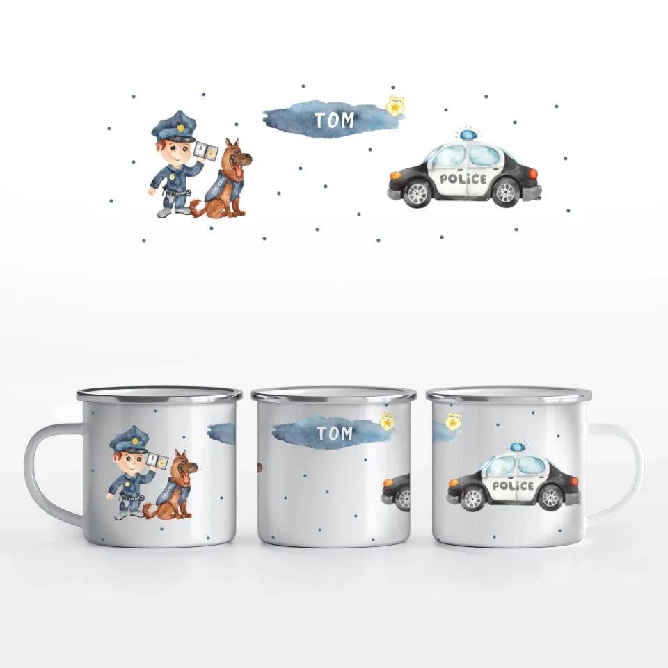 Motivtasse Polizei - Customizer Emaille-Tasse / Weiß / 375 ml von TeeInBlue