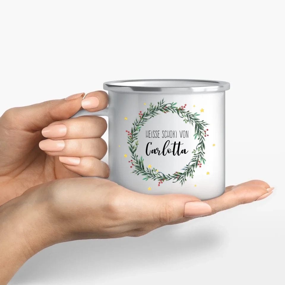 Motivtasse "Weihnachten" - Customizer Emaille-Tasse / Weiß / 375 ml von TeeInBlue