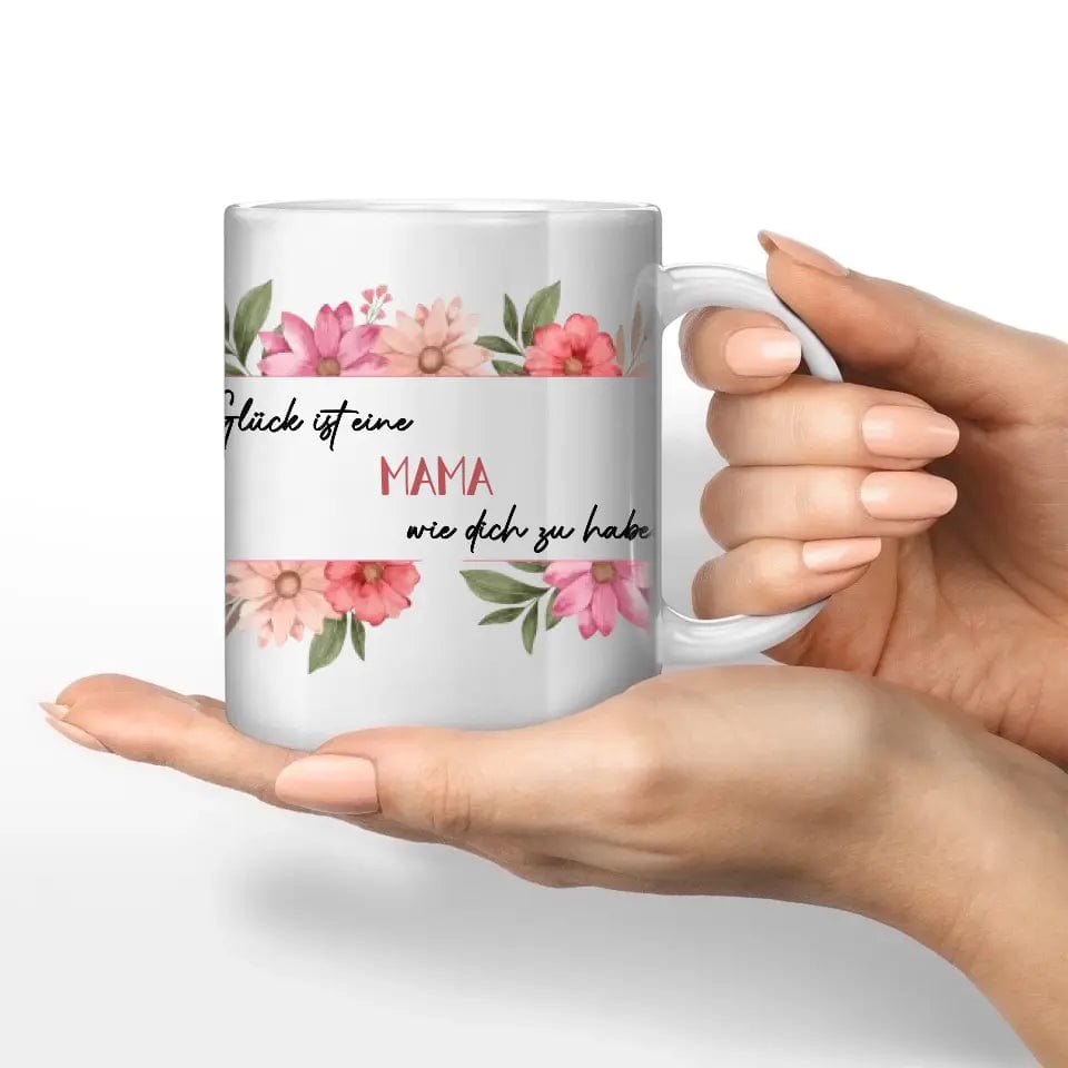 Motivtasse Muttertag "Glück" - Customizer Keramik-Tasse / Weiß / 330 ml von TeeInBlue