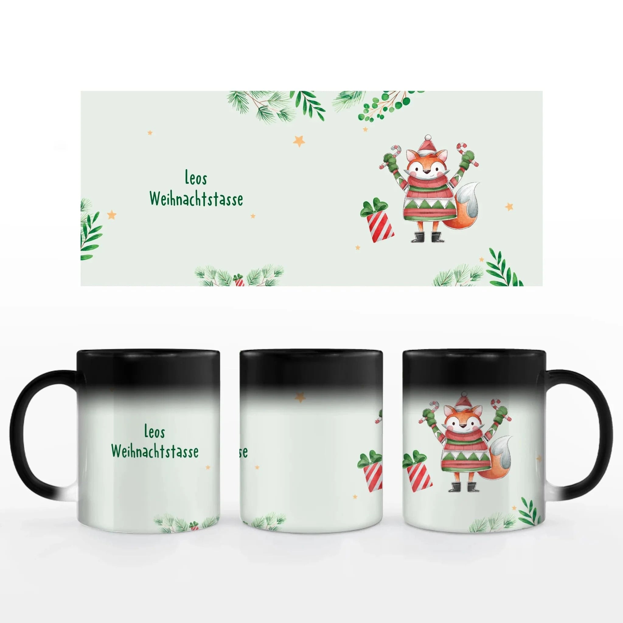 Motivtasse "Kinder Weihnachtszauber" - Customizer Keramik-Zaubertasse / Schwarz / 330 ml von TeeInBlue