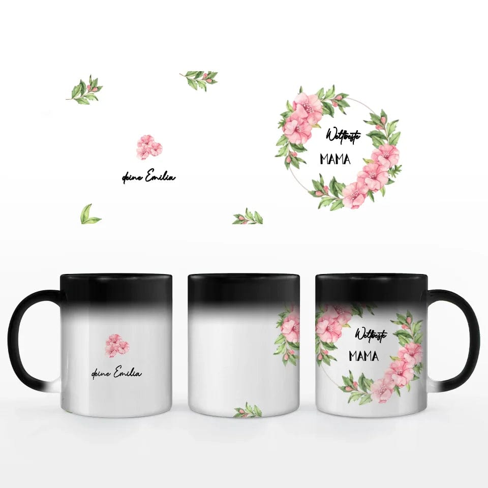 Motivtasse Muttertag "weltbeste Mama" - Customizer Keramik-Zaubertasse / Schwarz / 330 ml von TeeInBlue