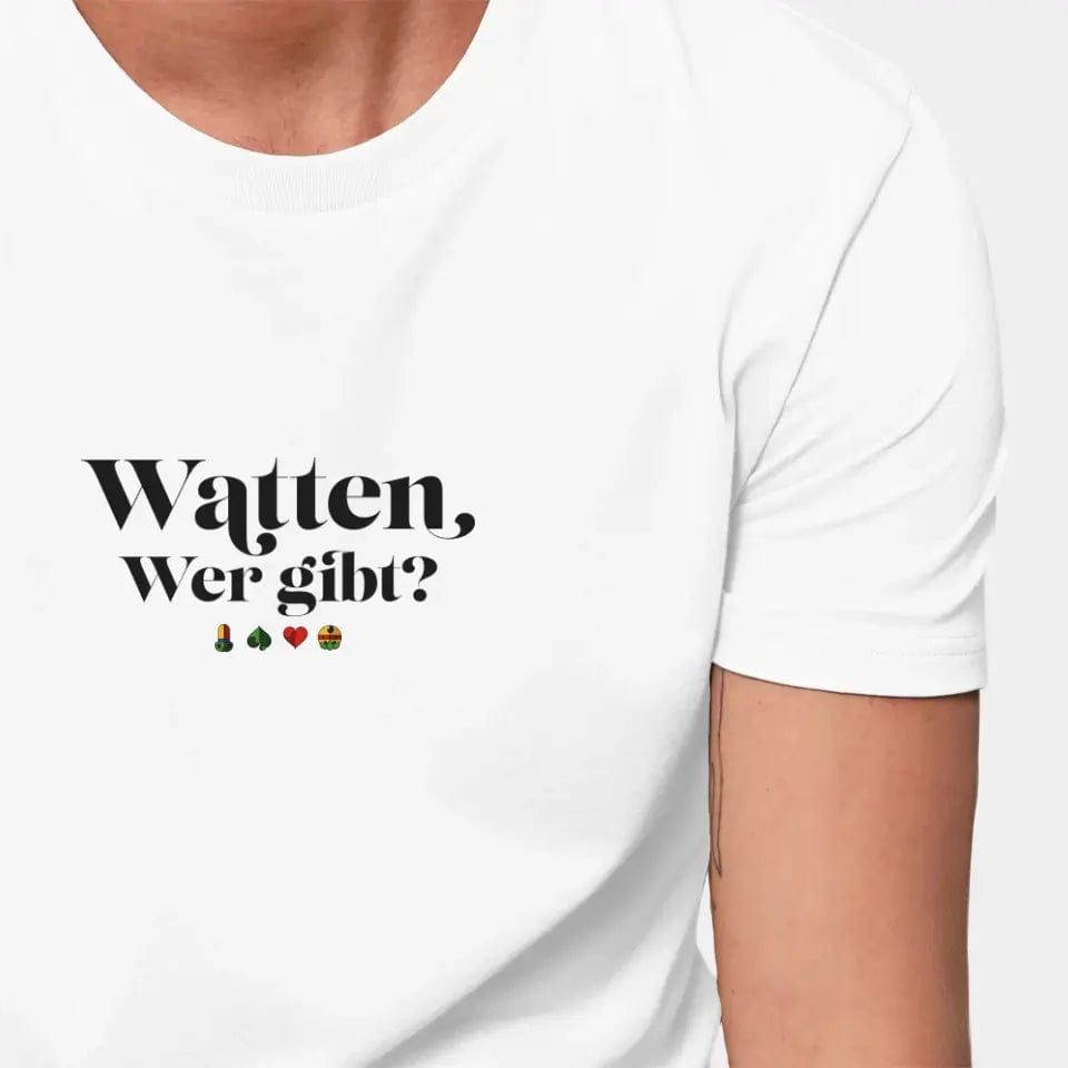 Personalisiertes T-Shirt "Watten - Wer gibt?" - Customizer Stanley/Stella Creator / weiß / XXS von TeeInBlue