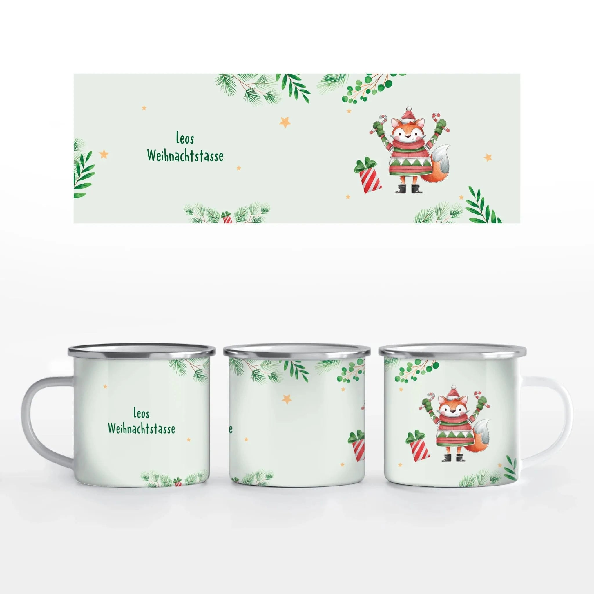 Motivtasse "Kinder Weihnachtszauber" - Tasse Emaille-Tasse / Weiß / 375 ml von TeeInBlue