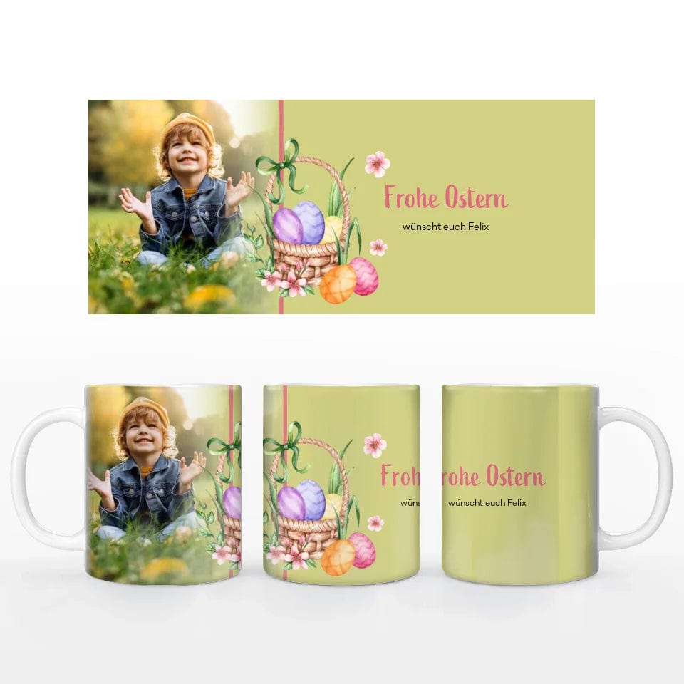 Fototasse "Osterkorb" - Tasse Keramik-Tasse / Weiß / 330 ml von TeeInBlue
