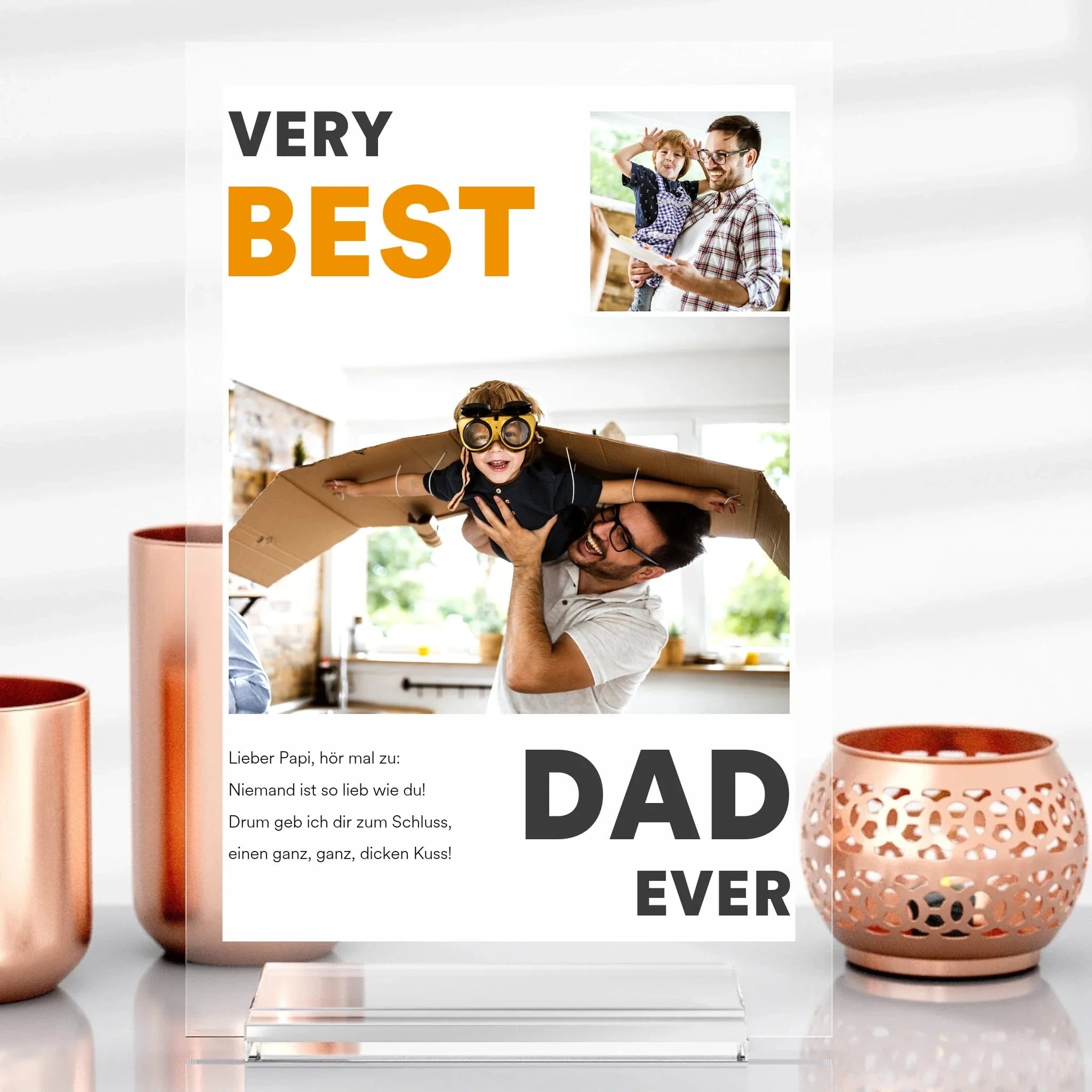 Best Dad Aufsteller aus Glas - Aufsteller Acrylglas-Fotoaufsteller - Hoch-/Querformat / Hochformat / 13x20 cm von Schmidt Digitaldruck GmbH