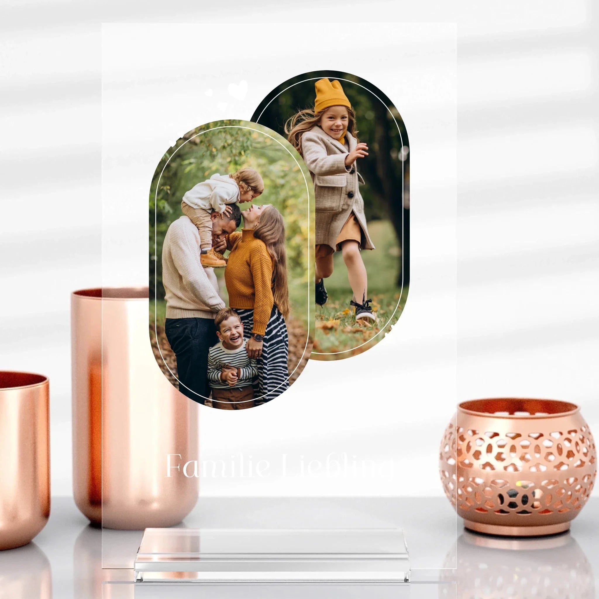 Familien Herz Aufsteller aus Glas - Aufsteller Acrylglas-Fotoaufsteller - Hoch-/Querformat / Hochformat / 13x20 cm von Schmidt Digitaldruck GmbH