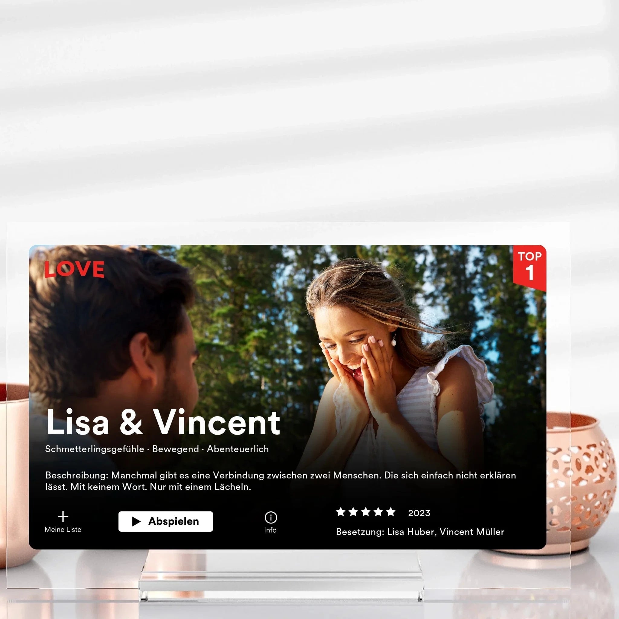 Netflix Film Cover mit Bild als Geschenk - Aufsteller Acrylglas-Fotoaufsteller - Hoch-/Querformat / Querformat / 13x20 cm von Schmidt Digitaldruck GmbH