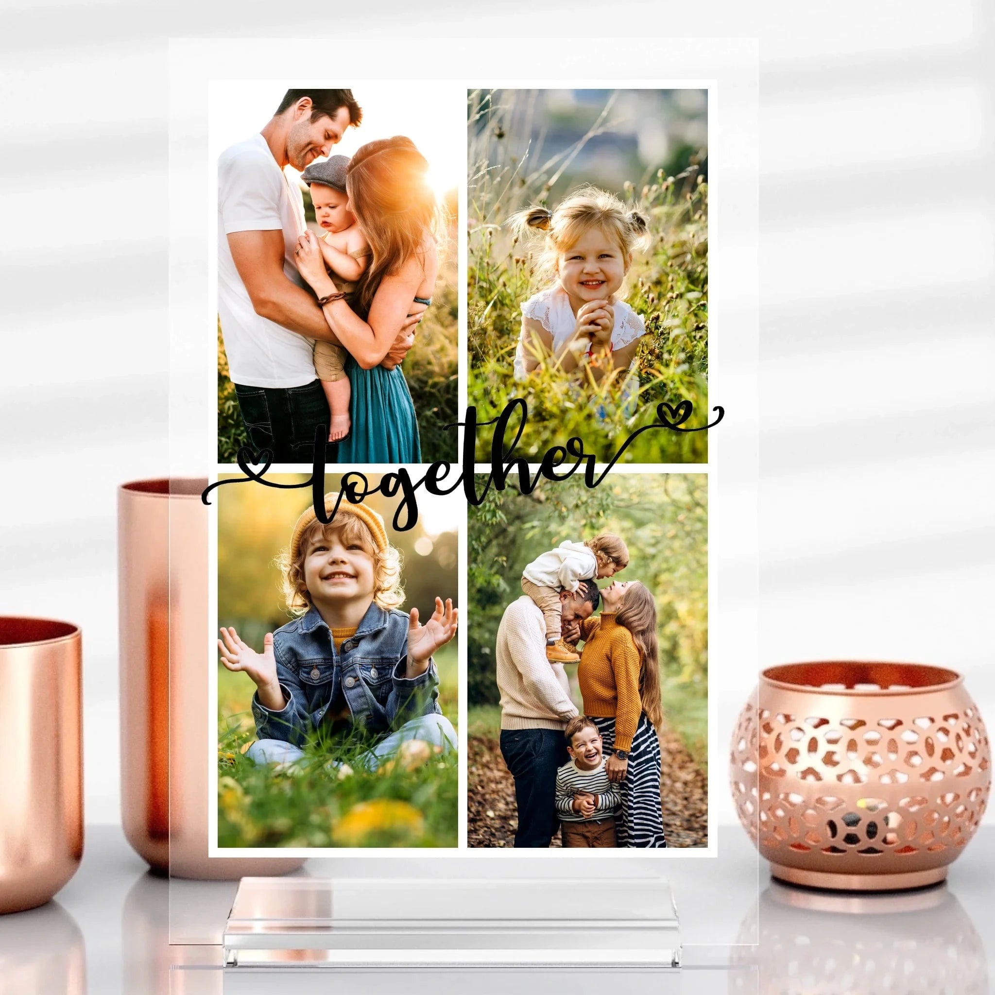 Familien-Collage Aufsteller aus Glas - Aufsteller Acrylglas-Fotoaufsteller / Transparent / 13x20 cm von Schmidt Digitaldruck GmbH