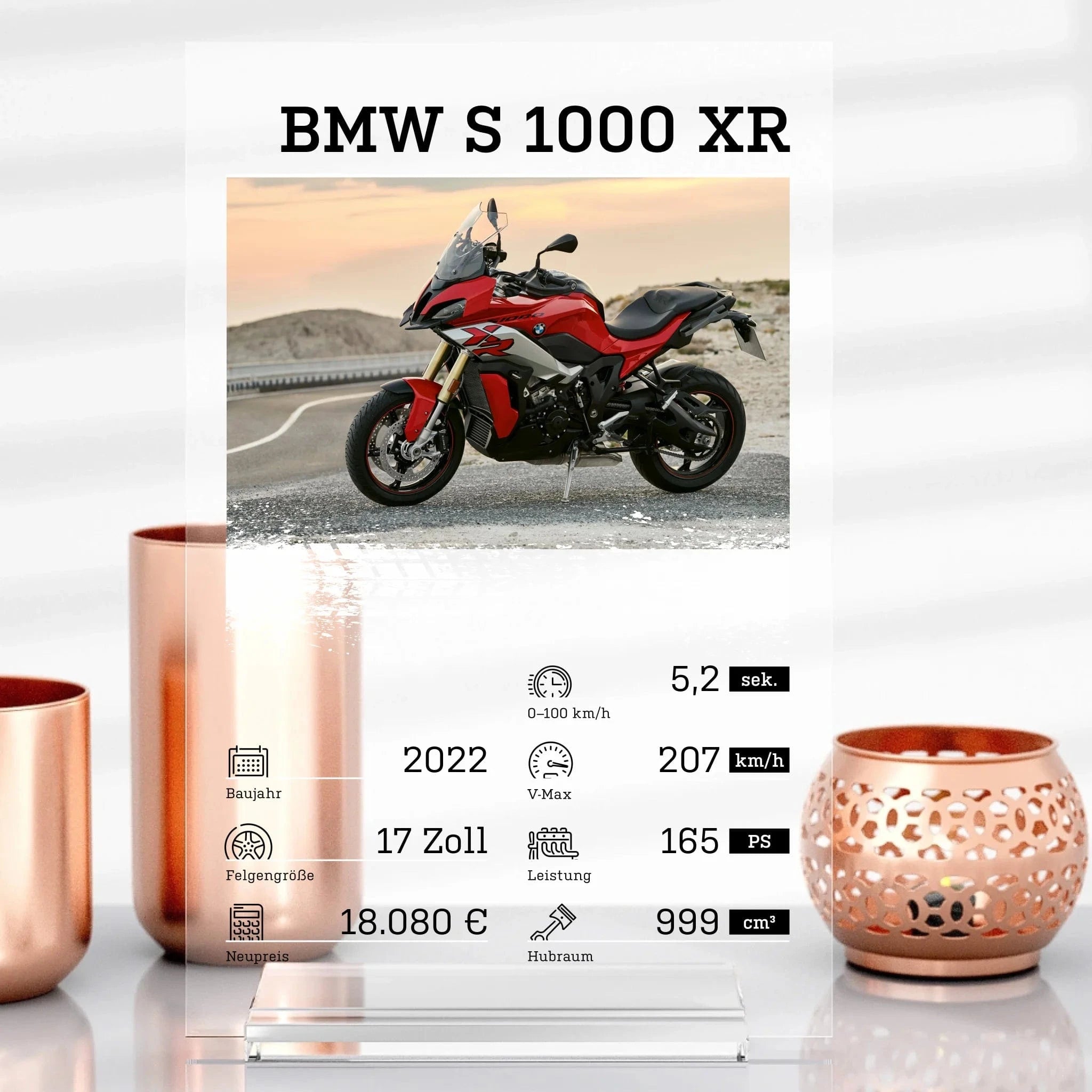 Personalisiertes Motorrad-Quartett - Aufsteller Acrylglas-Fotoaufsteller / Transparent / 13x20 cm von Schmidt Digitaldruck GmbH