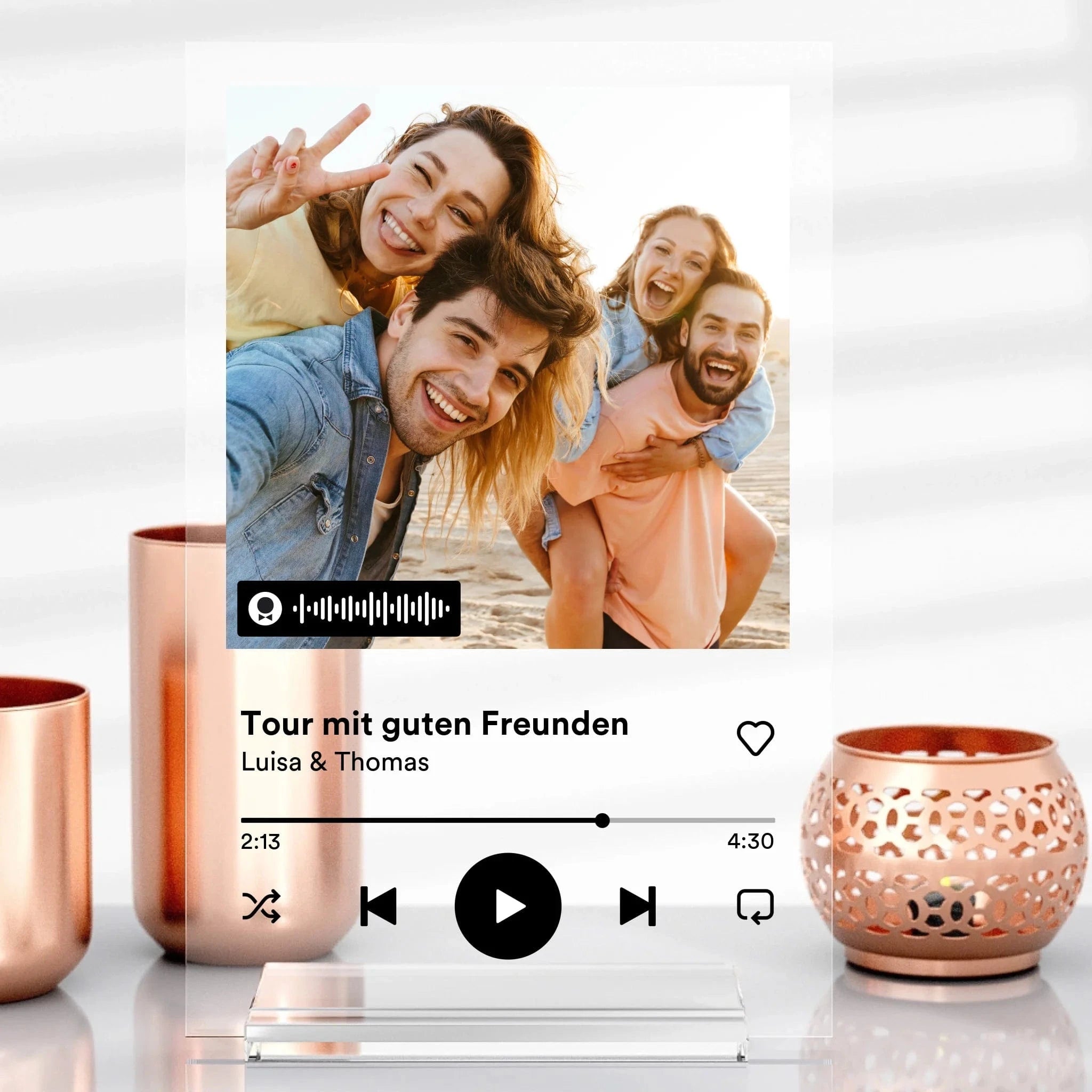 Spotify Glas mit Bild als Geschenk - Aufsteller Acrylglas-Fotoaufsteller / Transparent / 13x20 cm von Schmidt Digitaldruck GmbH