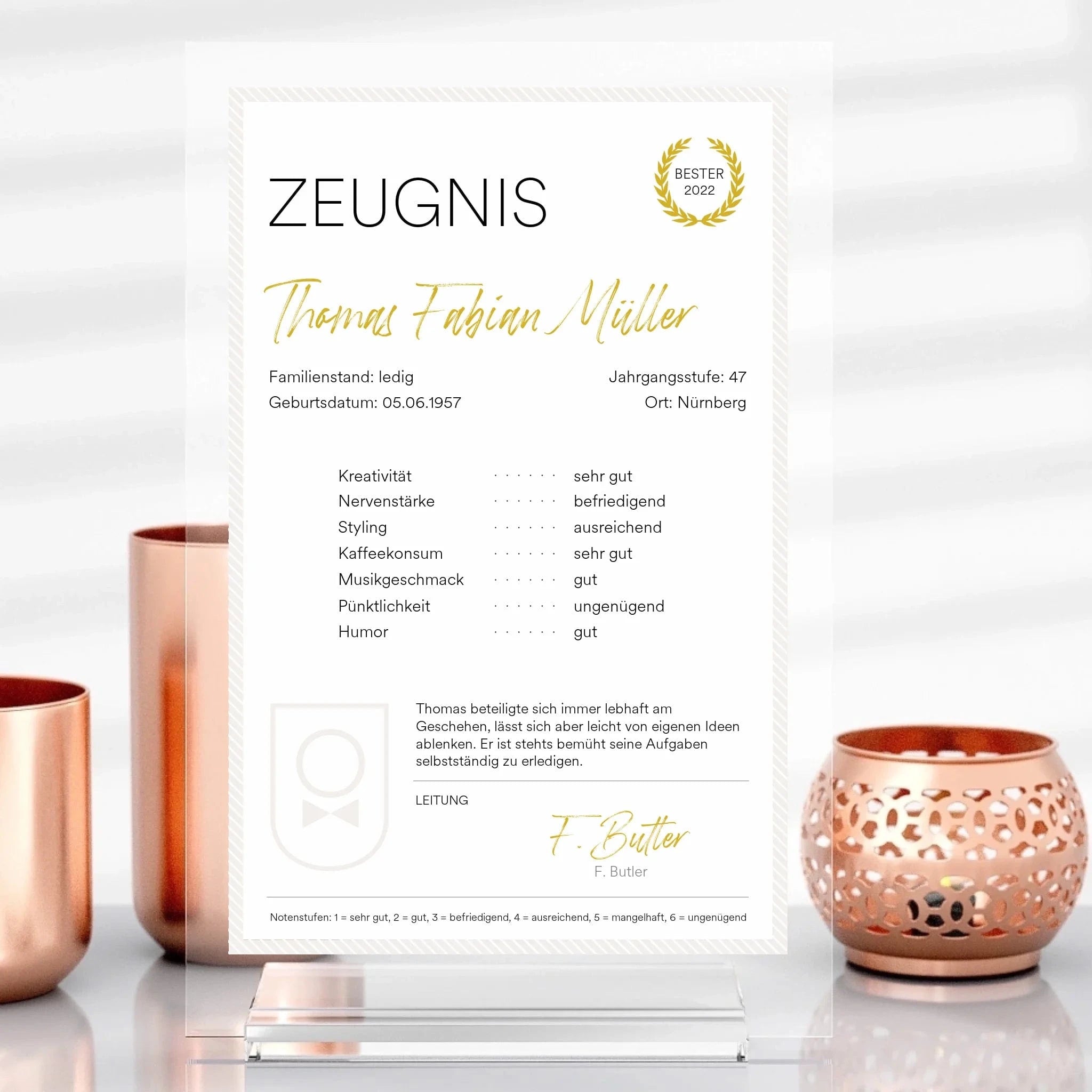Zeugnis-Aufsteller aus Glas - Aufsteller Acrylglas-Fotoaufsteller / Transparent / 13x20 cm von Schmidt Digitaldruck GmbH