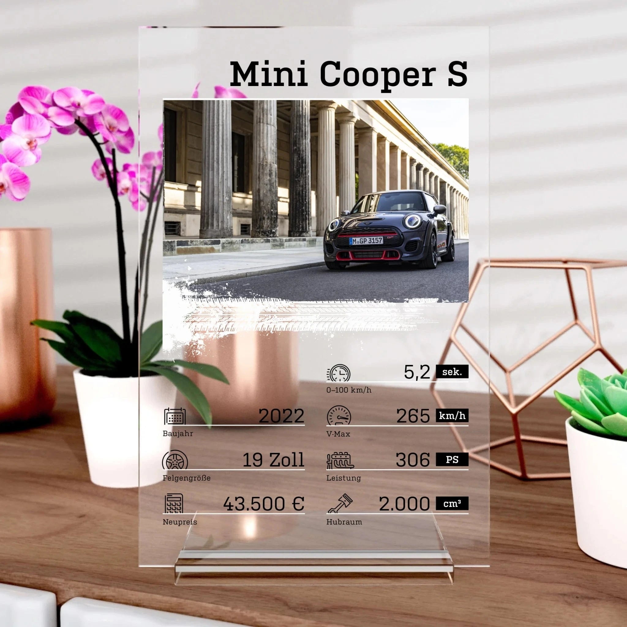 Personalisiertes Auto-Quartett aus Glas - Aufsteller von Schmidt Digitaldruck GmbH